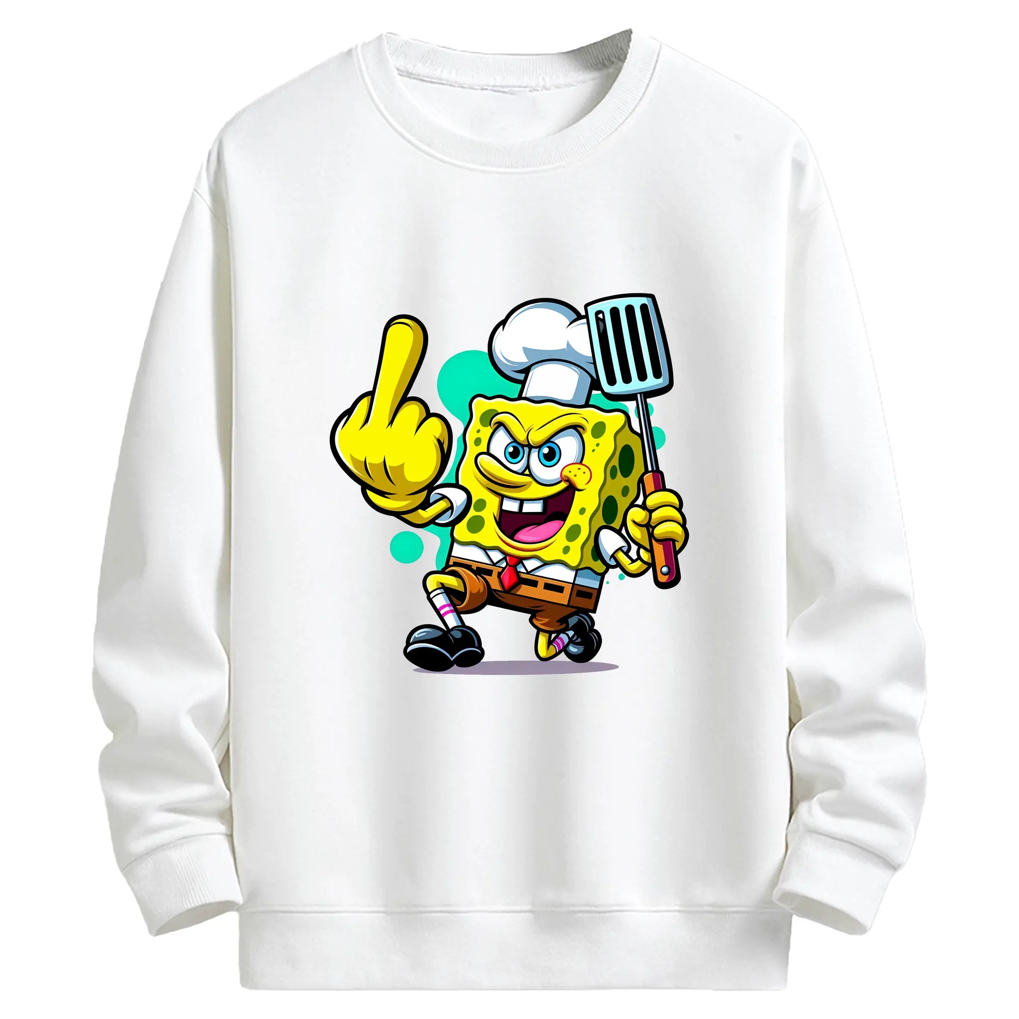 スポンジボブ グッズ スポンジボブ - キッズ クルーネックスウェットシャツ ・ フロントプリント ・ 綿80％ ポリエステル20％ ・ 快適 通学 スポーツ 日常使い お散歩用