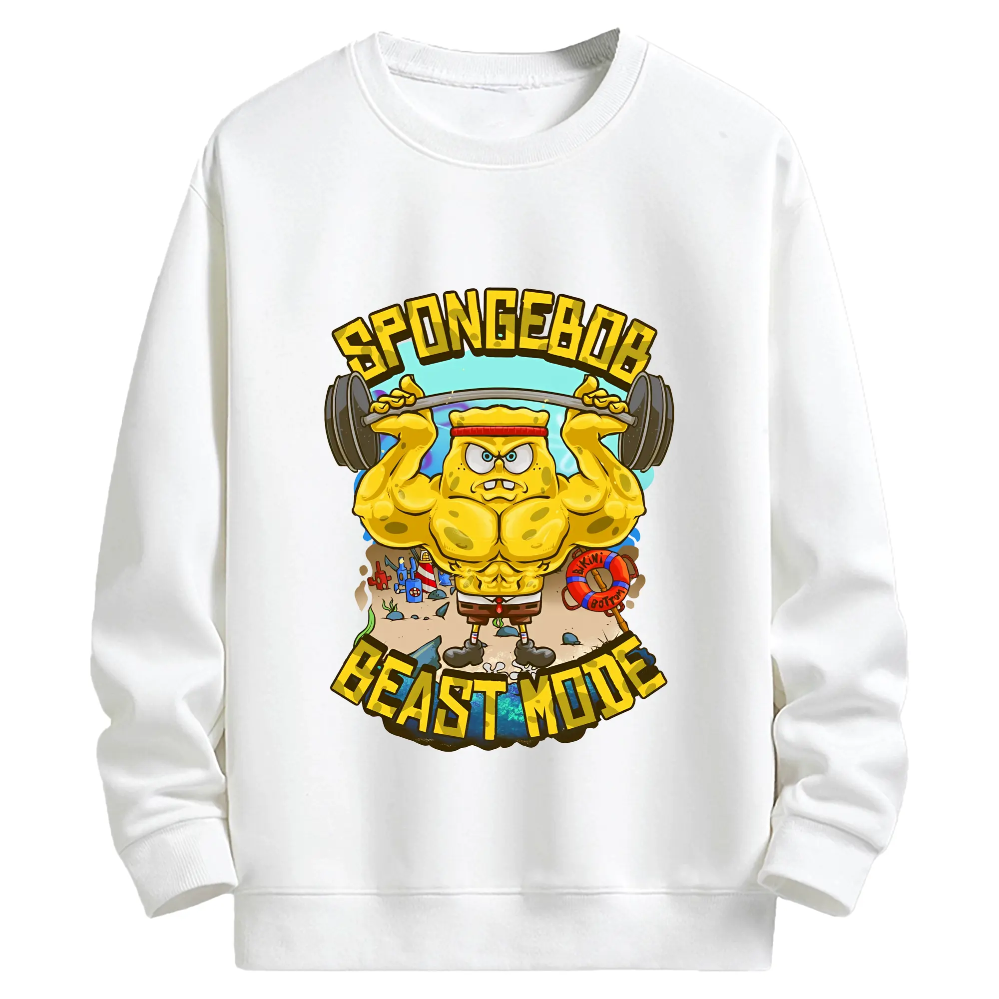 スポンジボブ グッズ スポンジボブ - キッズ クルーネックスウェットシャツ ・ フロントプリント ・ 綿80％ ポリエステル20％ ・ 快適 通学 スポーツ 日常使い お散歩用