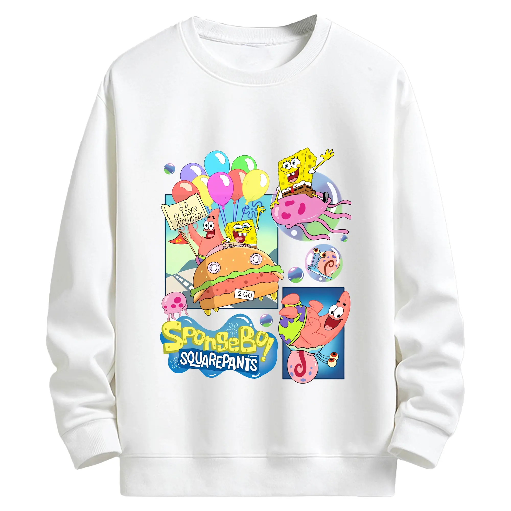 スポンジボブ グッズ スポンジボブ - キッズ クルーネックスウェットシャツ ・ フロントプリント ・ 綿80％ ポリエステル20％ ・ 快適 通学 スポーツ 日常使い お散歩用