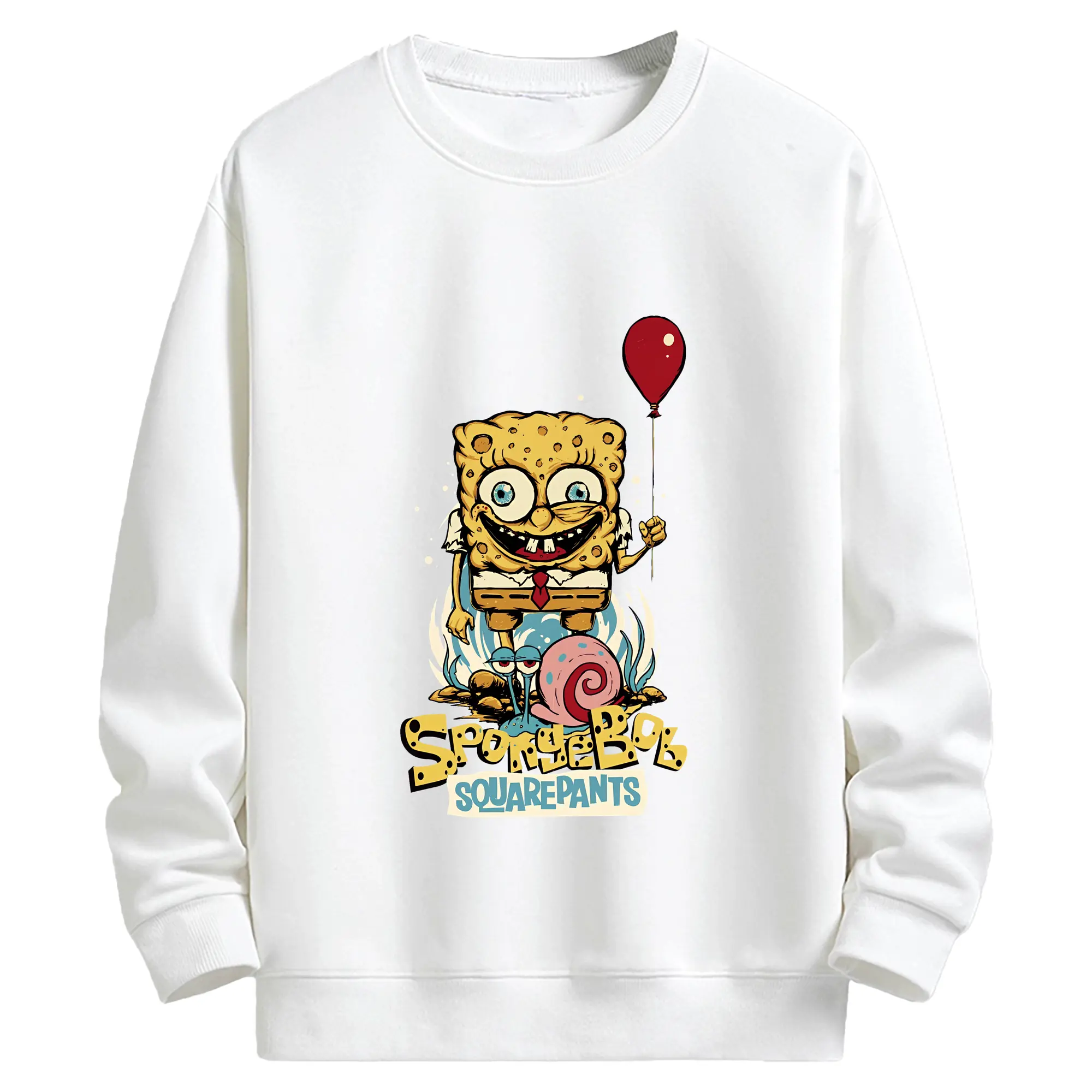 スポンジボブ グッズ スポンジボブ - キッズ クルーネックスウェットシャツ ・ フロントプリント ・ 綿80％ ポリエステル20％ ・ 快適 通学 スポーツ 日常使い お散歩用