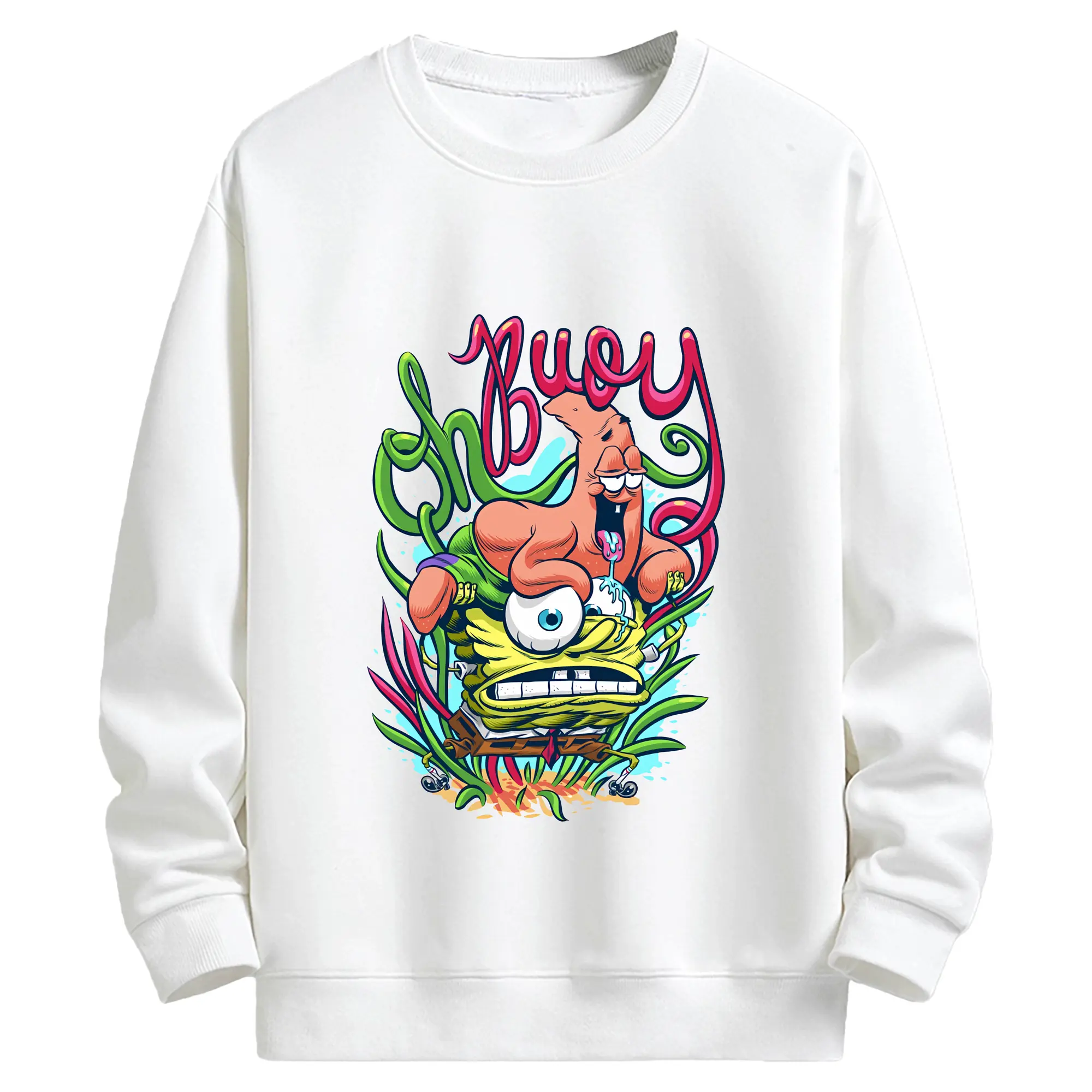 スポンジボブ グッズ スポンジボブ - キッズ クルーネックスウェットシャツ ・ フロントプリント ・ 綿80％ ポリエステル20％ ・ 快適 通学 スポーツ 日常使い お散歩用