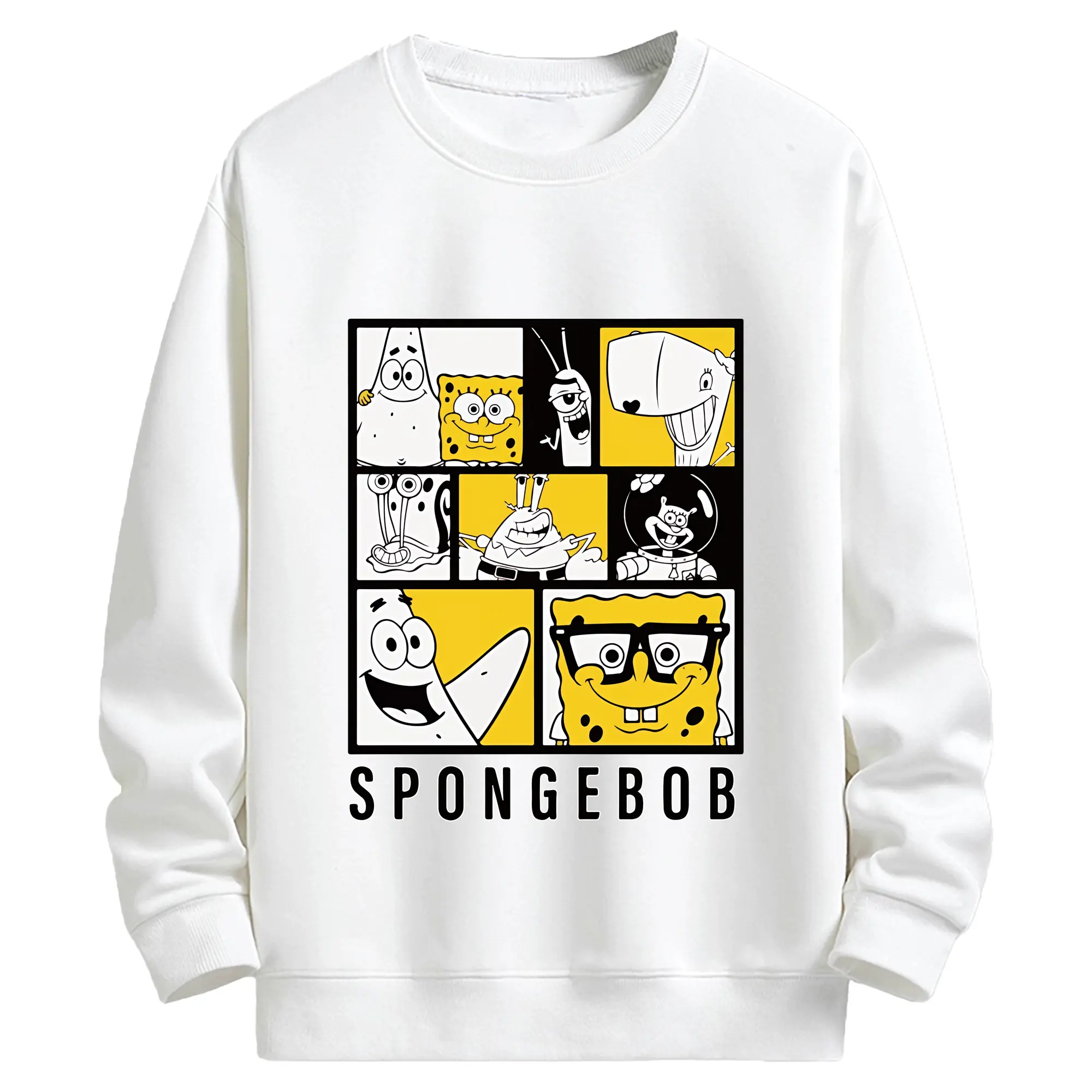 スポンジボブ グッズ スポンジボブ - キッズ クルーネックスウェットシャツ ・ フロントプリント ・ 綿80％ ポリエステル20％ ・ 快適 通学 スポーツ 日常使い お散歩用
