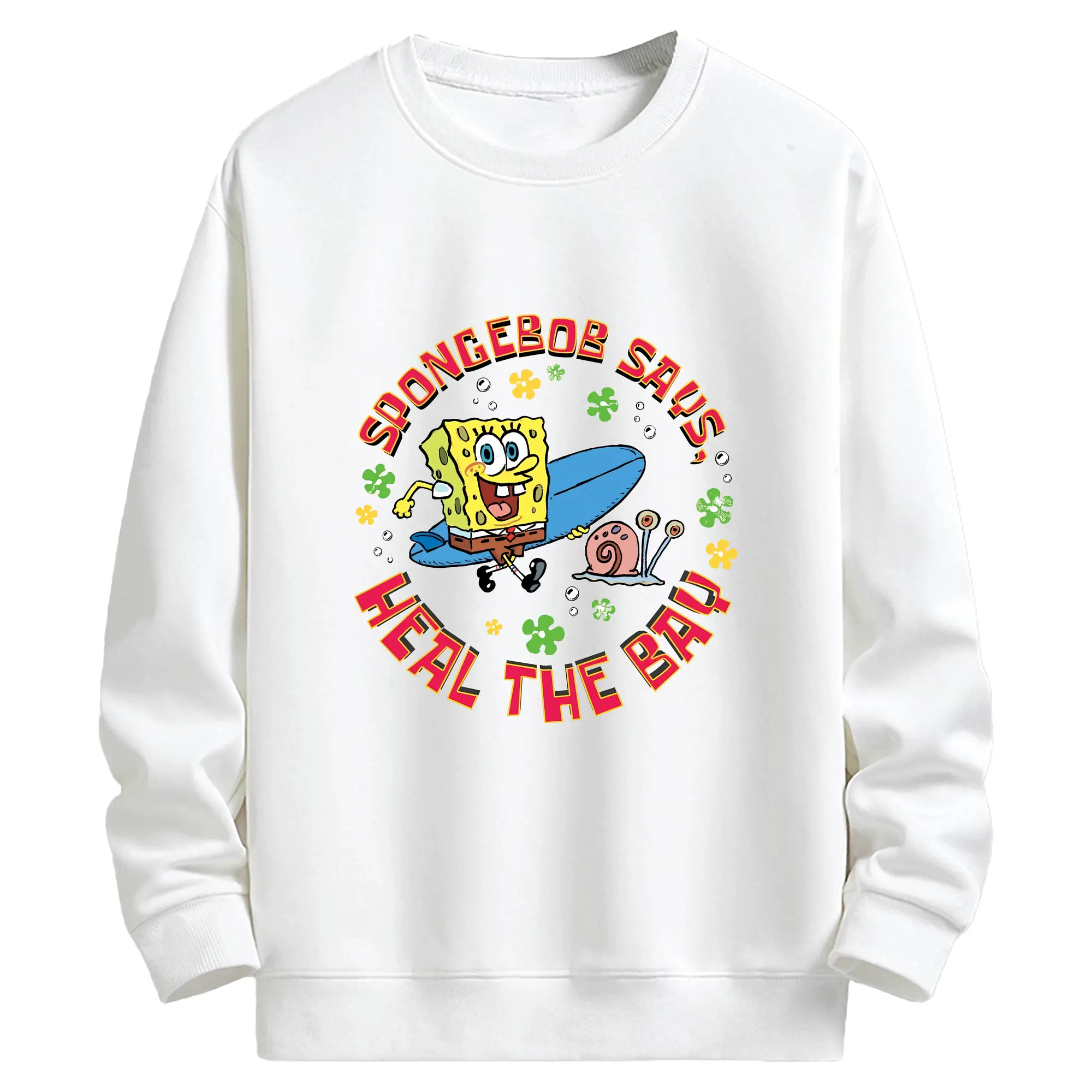 スポンジボブ グッズ スポンジボブ - キッズ クルーネックスウェットシャツ ・ フロントプリント ・ 綿80％ ポリエステル20％ ・ 快適 通学 スポーツ 日常使い お散歩用