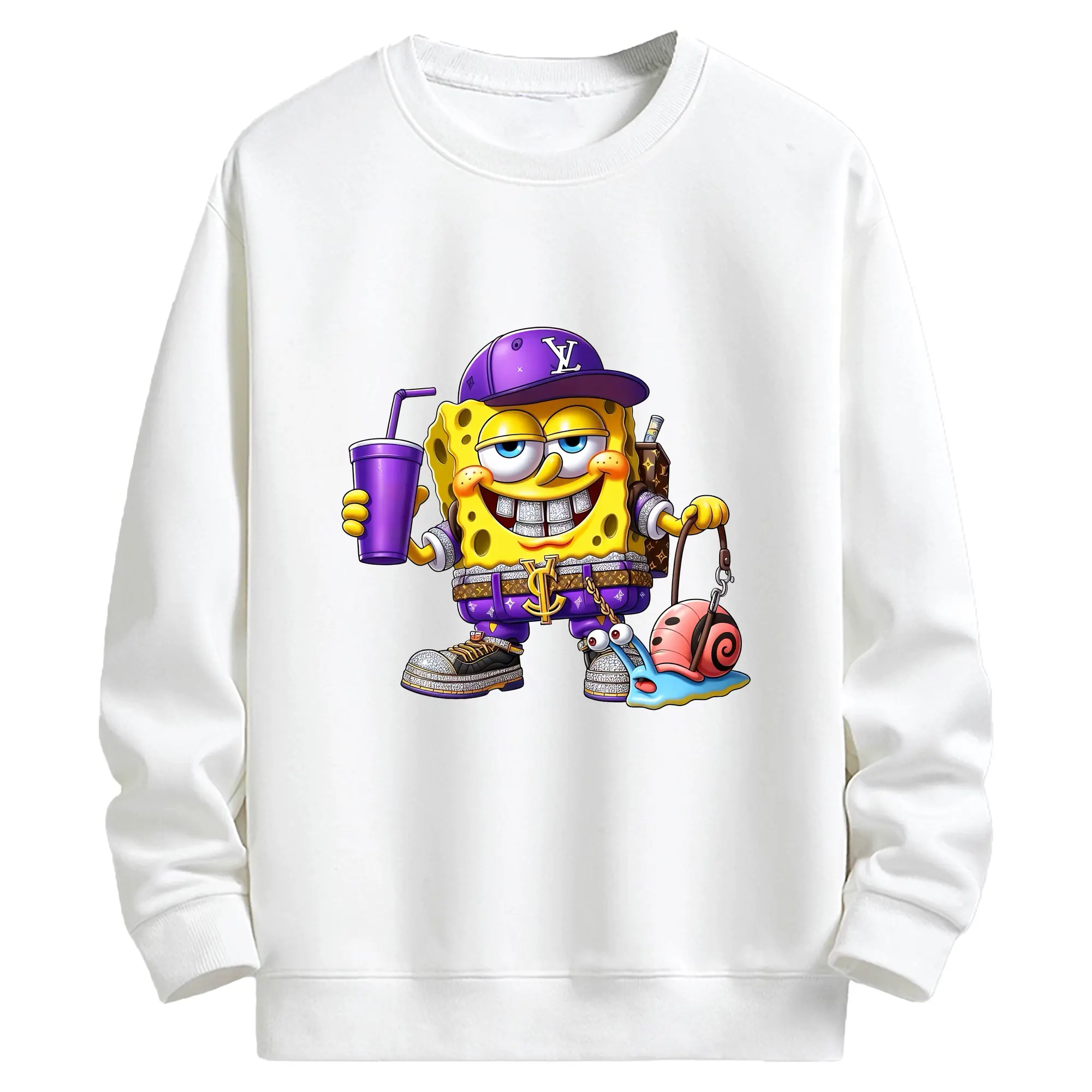 スポンジボブ グッズ スポンジボブ - キッズ クルーネックスウェットシャツ ・ フロントプリント ・ 綿80％ ポリエステル20％ ・ 快適 通学 スポーツ 日常使い お散歩用
