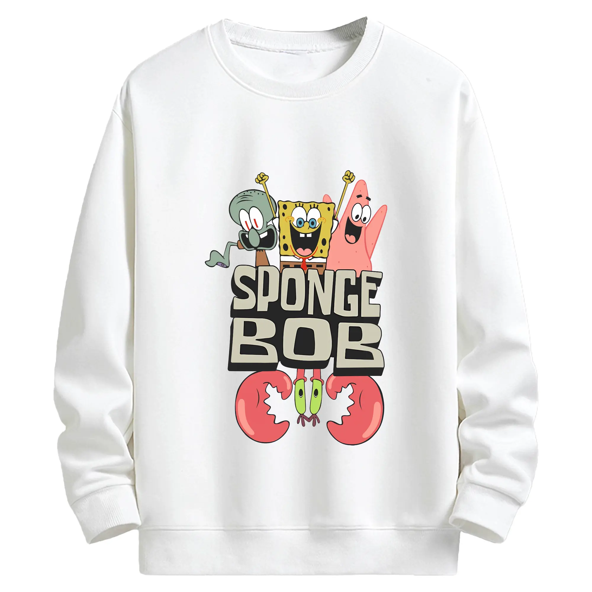スポンジボブ グッズ スポンジボブ - キッズ クルーネックスウェットシャツ ・ フロントプリント ・ 綿80％ ポリエステル20％ ・ 快適 通学 スポーツ 日常使い お散歩用