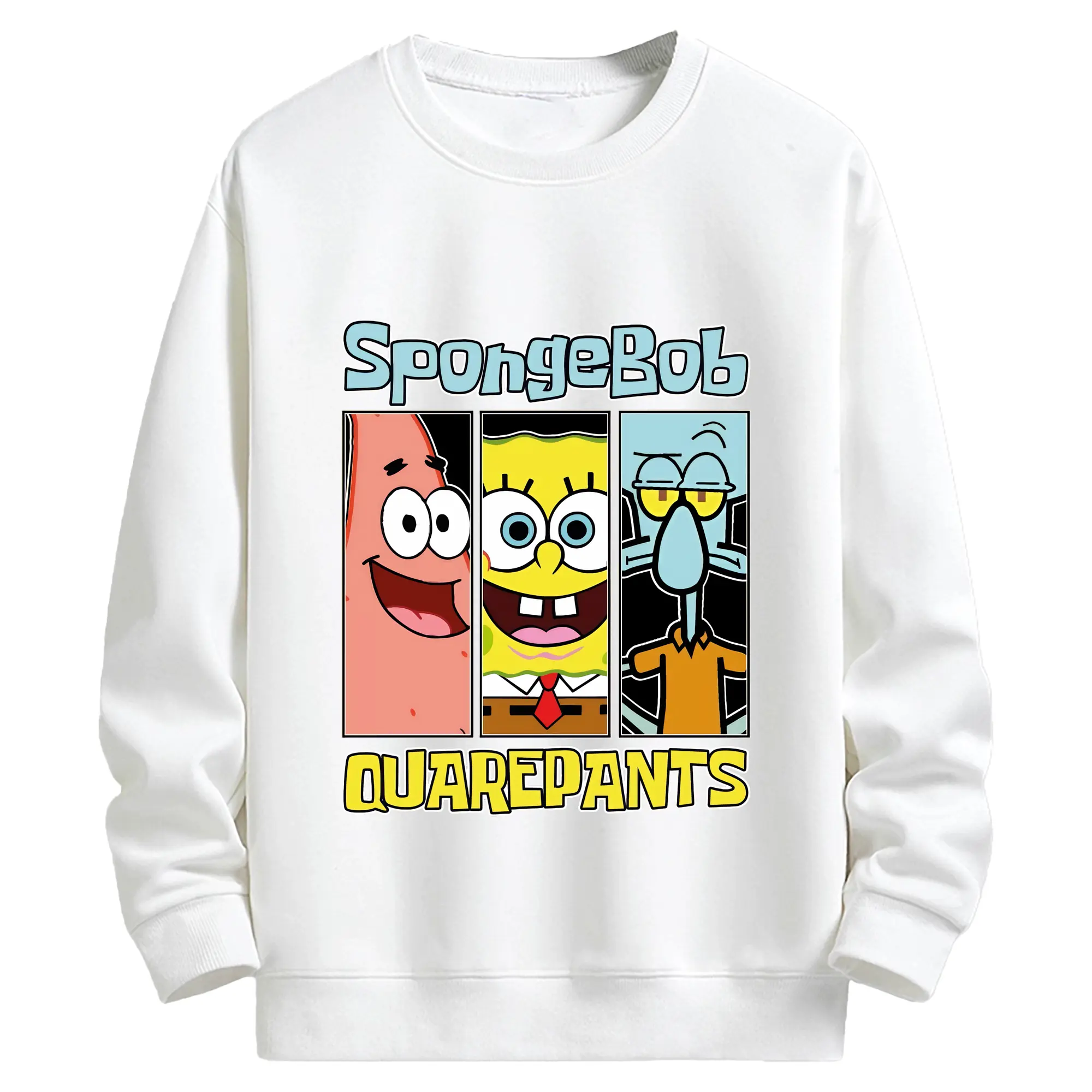 スポンジボブ グッズ スポンジボブ - キッズ クルーネックスウェットシャツ ・ フロントプリント ・ 綿80％ ポリエステル20％ ・ 快適 通学 スポーツ 日常使い お散歩用