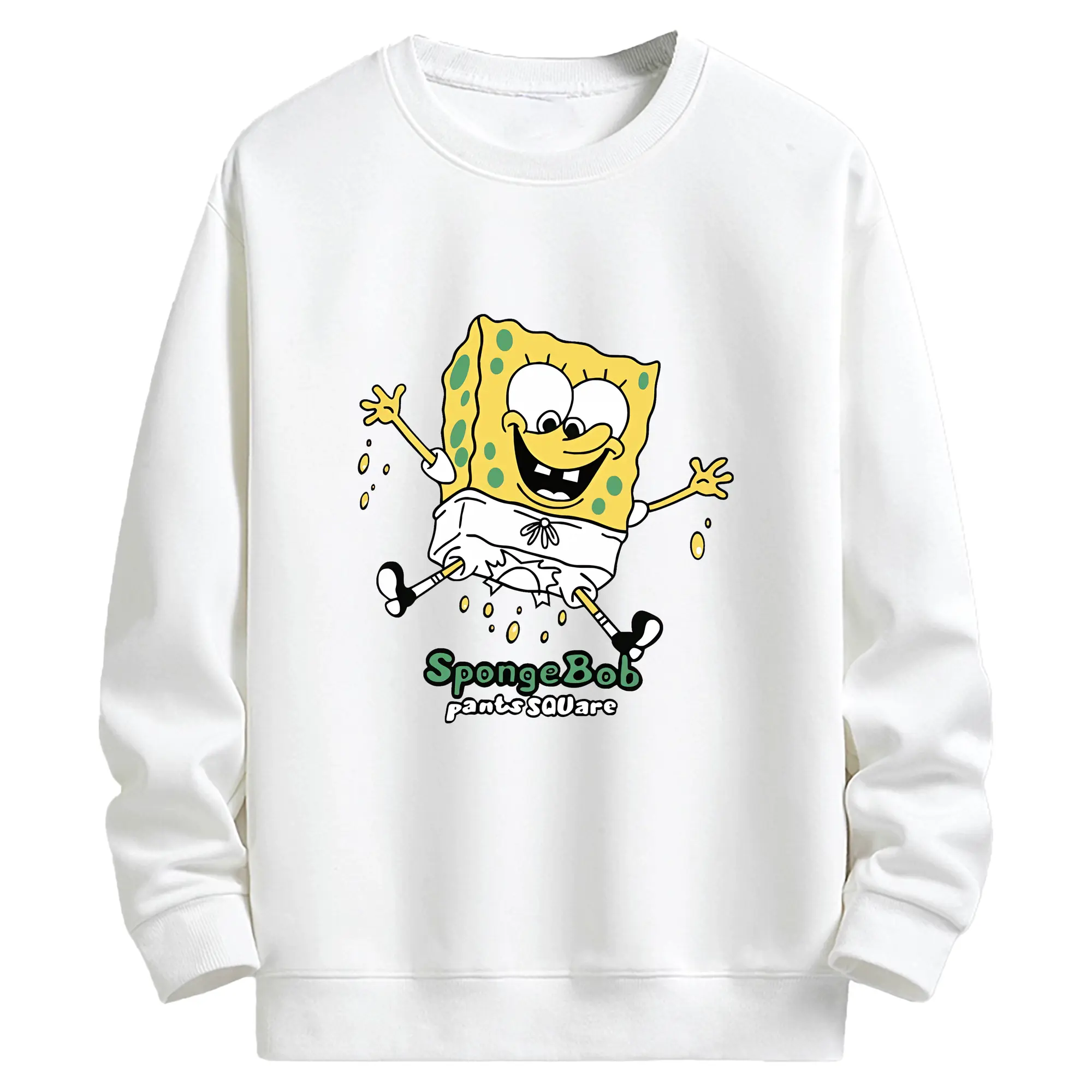 スポンジボブ グッズ スポンジボブ - キッズ クルーネックスウェットシャツ ・ フロントプリント ・ 綿80％ ポリエステル20％ ・ 快適 通学 スポーツ 日常使い お散歩用