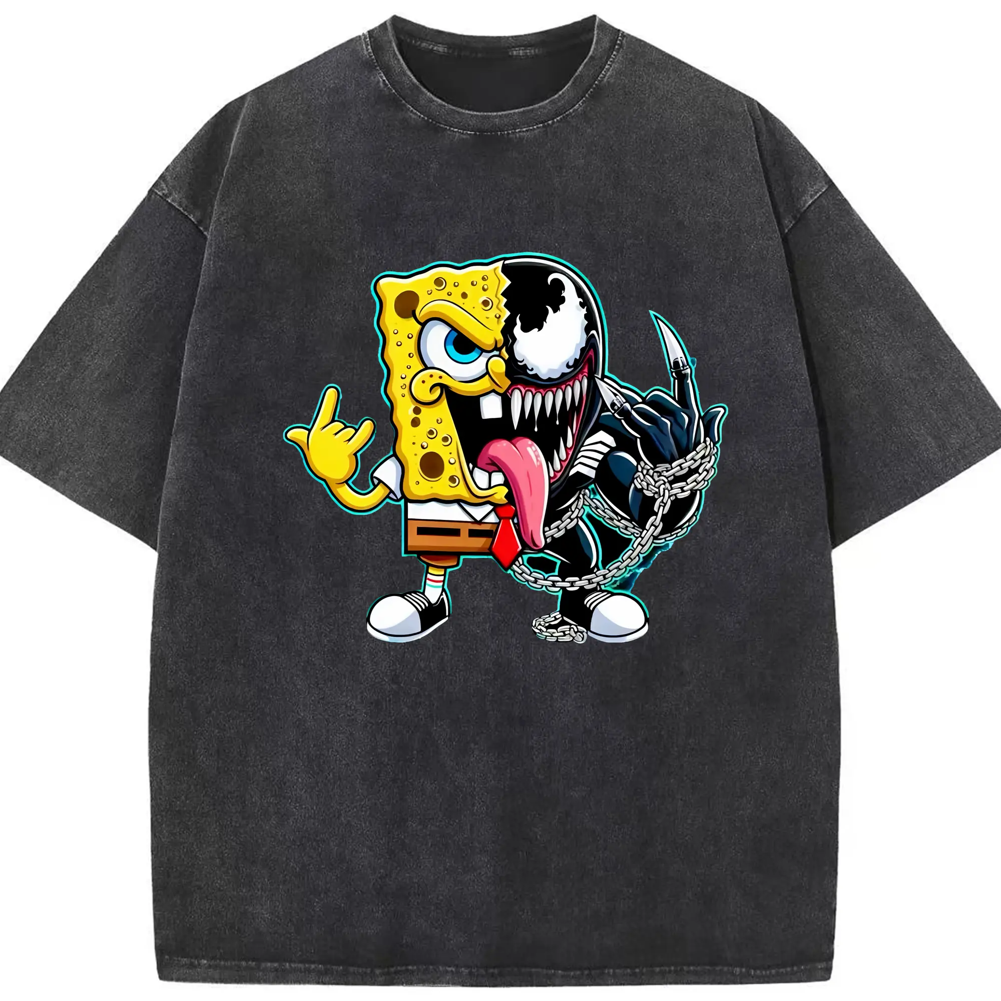 スポンジボブ グッズ スポンジボブ - 綿100％ ヴィンテージ風 半袖Tシャツ ・ フロントプリント ・ 柔らか肌触り ・ 通気性 快適 ・ スポーツ カジュアル 外出用