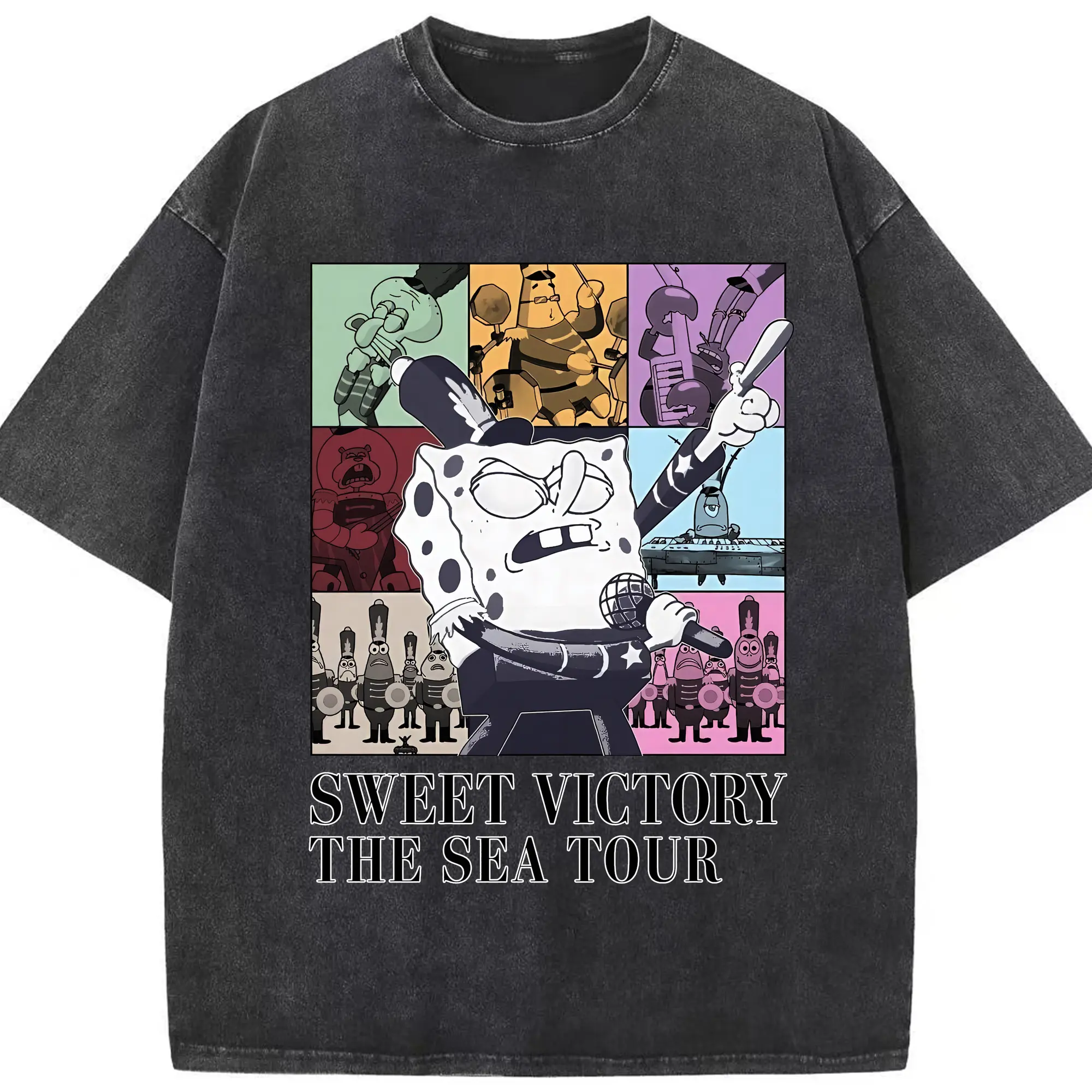 スポンジボブ グッズ スポンジボブ - 綿100％ ヴィンテージ風 半袖Tシャツ ・ フロントプリント ・ 柔らか肌触り ・ 通気性 快適 ・ スポーツ カジュアル 外出用