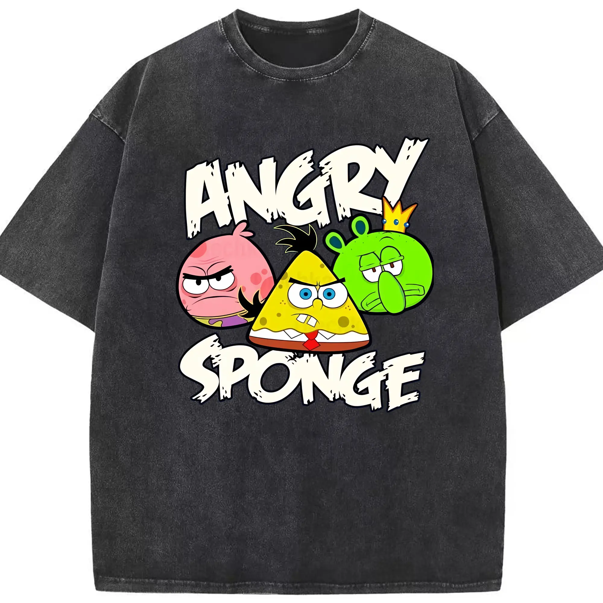 スポンジボブ グッズ スポンジボブ - 綿100％ ヴィンテージ風 半袖Tシャツ ・ フロントプリント ・ 柔らか肌触り ・ 通気性 快適 ・ スポーツ カジュアル 外出用