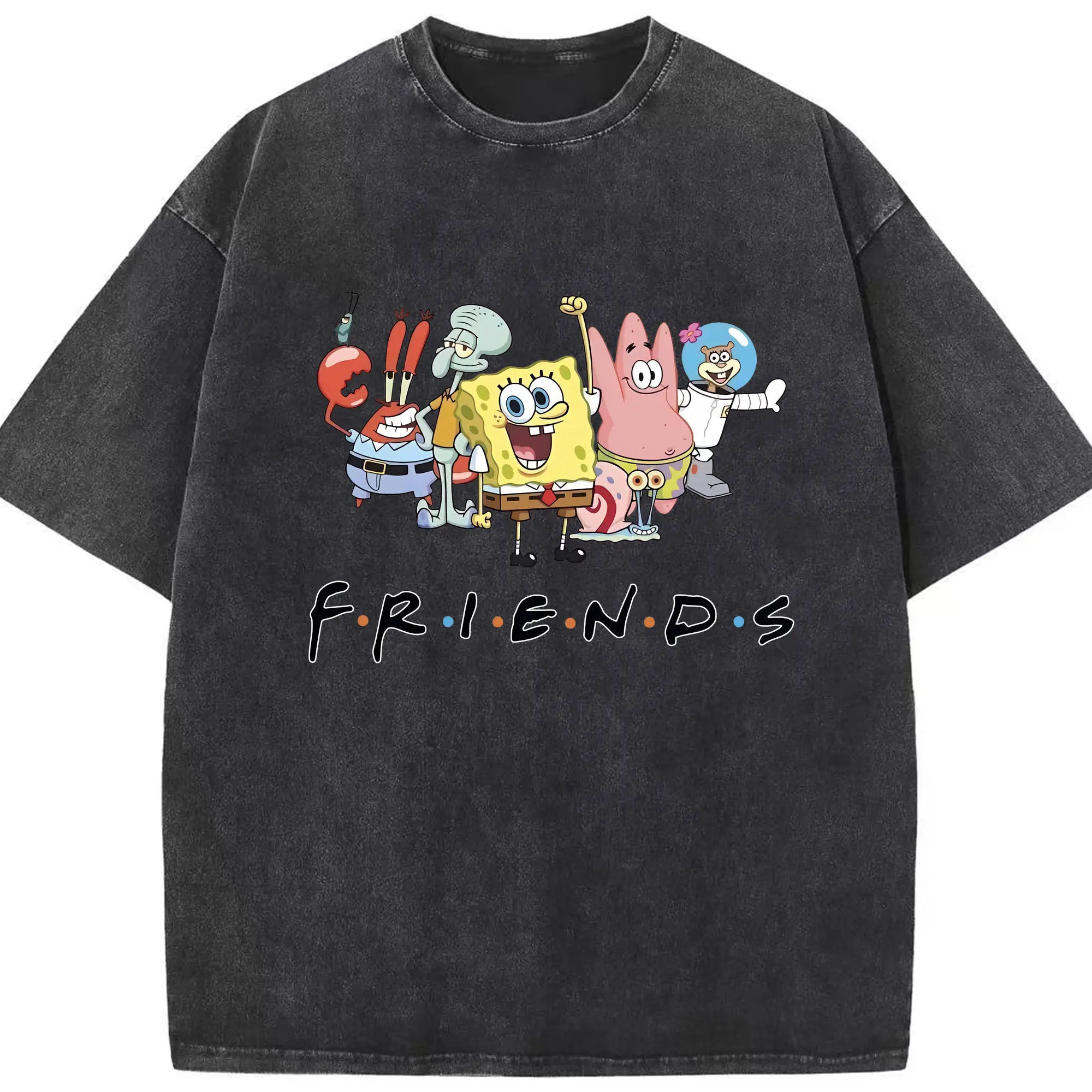 スポンジボブ グッズ スポンジボブ - 綿100％ ヴィンテージ風 半袖Tシャツ ・ フロントプリント ・ 柔らか肌触り ・ 通気性 快適 ・ スポーツ カジュアル 外出用