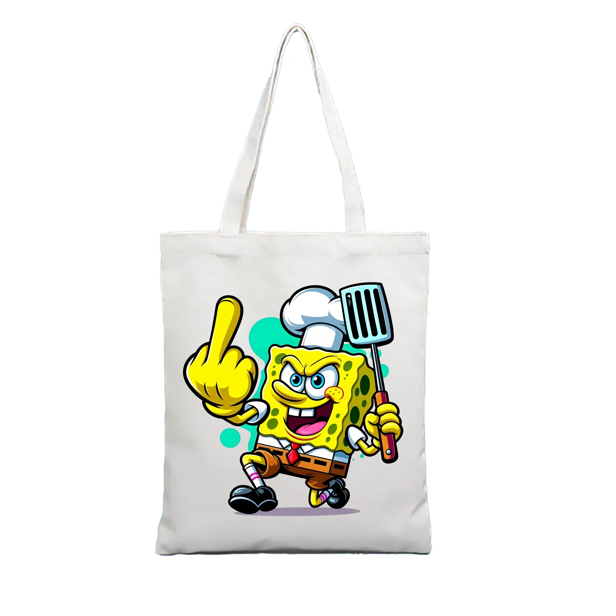 スポンジボブ グッズ スポンジボブ - 縦型キャンバス手提げバッグ（トートバッグ） ・ キャンバス素材 ・ ショッピング用 ・ 軽量 丈夫 お手入れ簡単