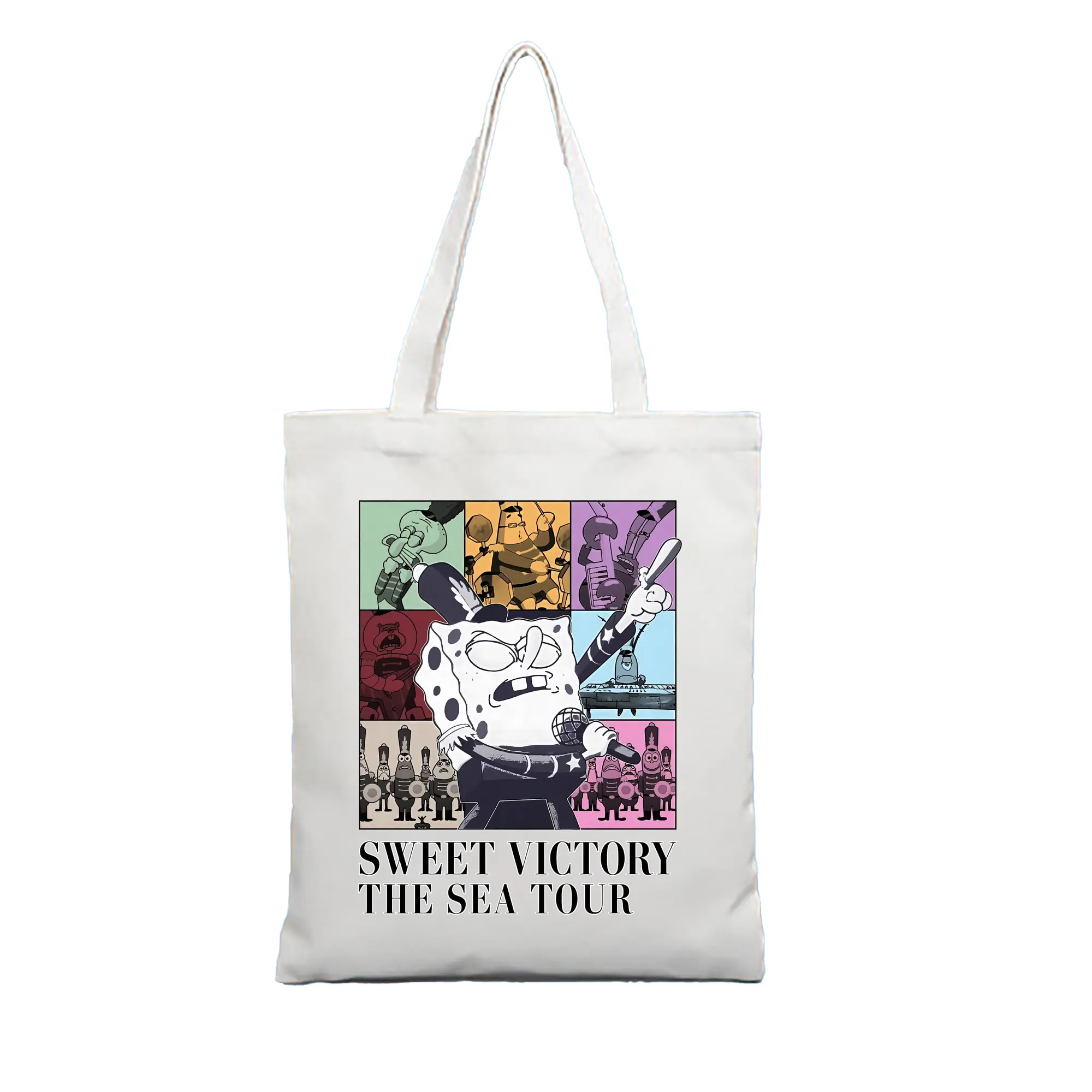 スポンジボブ グッズ スポンジボブ - 縦型キャンバス手提げバッグ（トートバッグ） ・ キャンバス素材 ・ ショッピング用 ・ 軽量 丈夫 お手入れ簡単