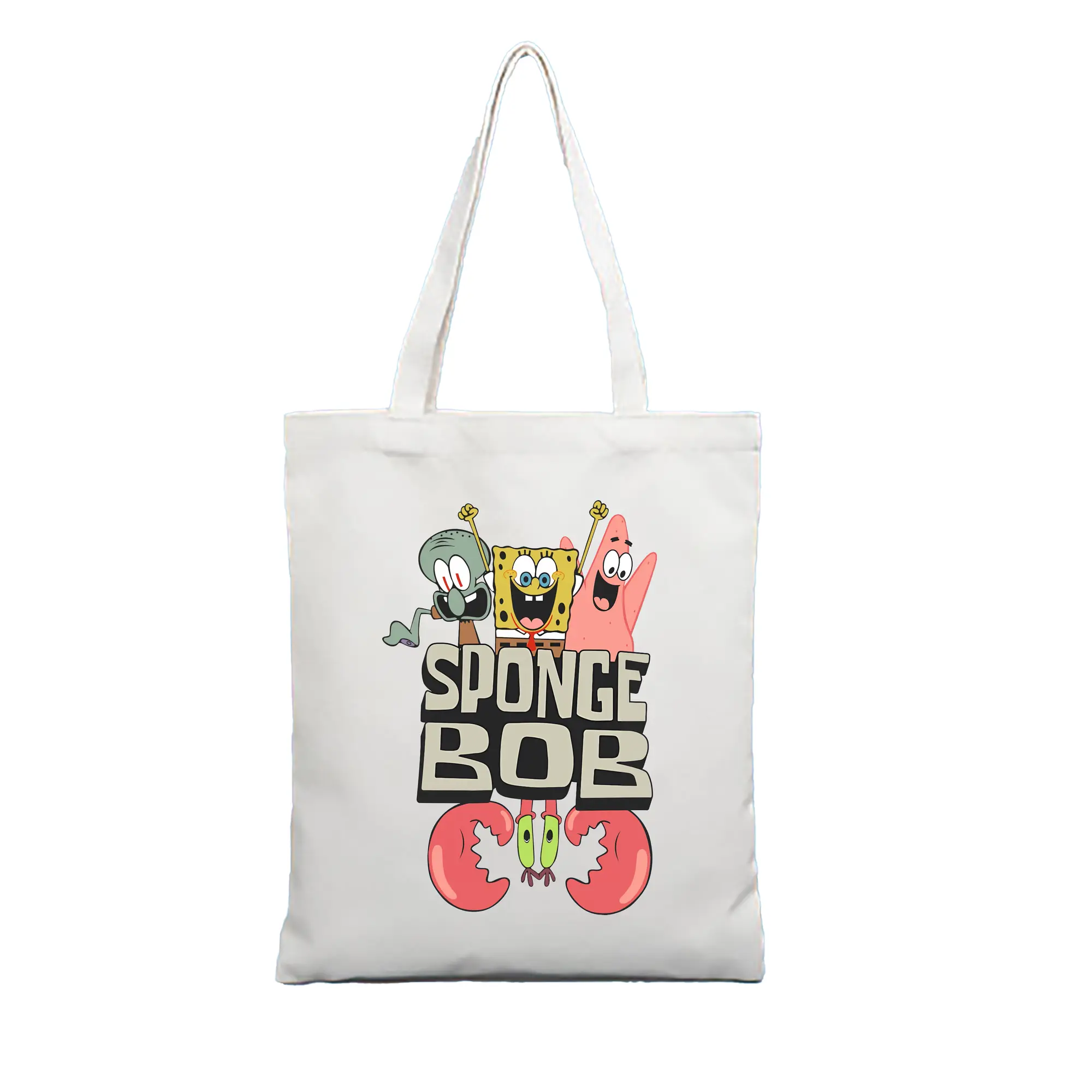 スポンジボブ グッズ スポンジボブ - 縦型キャンバス手提げバッグ（トートバッグ） ・ キャンバス素材 ・ ショッピング用 ・ 軽量 丈夫 お手入れ簡単