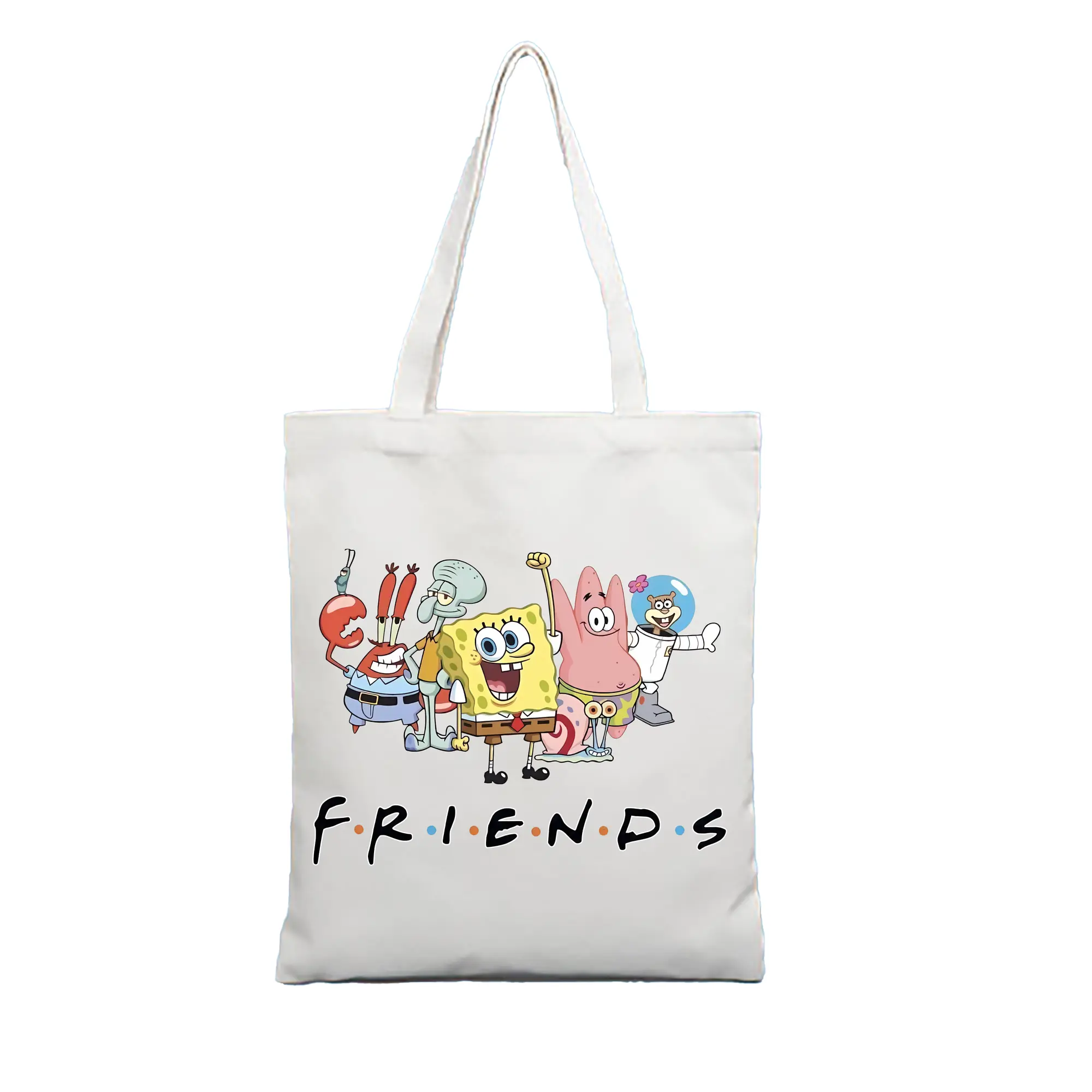 スポンジボブ グッズ スポンジボブ - 縦型キャンバス手提げバッグ（トートバッグ） ・ キャンバス素材 ・ ショッピング用 ・ 軽量 丈夫 お手入れ簡単