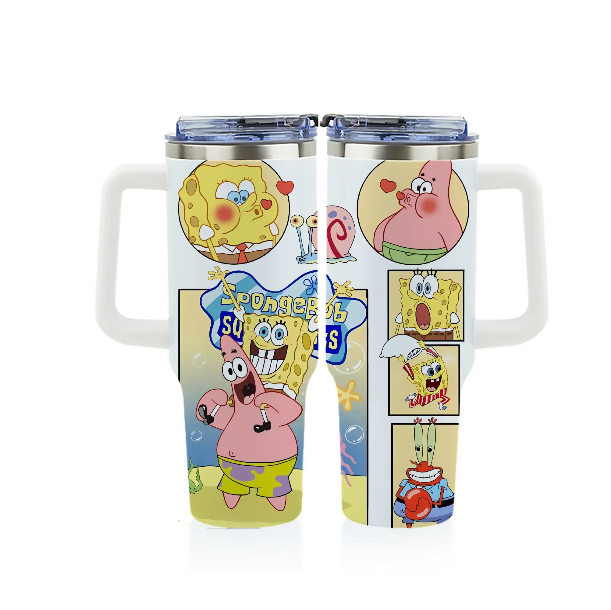 スポンジボブ グッズ パトリック・スター - 1200mL フルプリント車用タンブラー ・ 304ステンレス 内側 ・ 201ステンレス 外側 ・ 保温 保冷 ・ 通勤 ドライブ アウトドア用