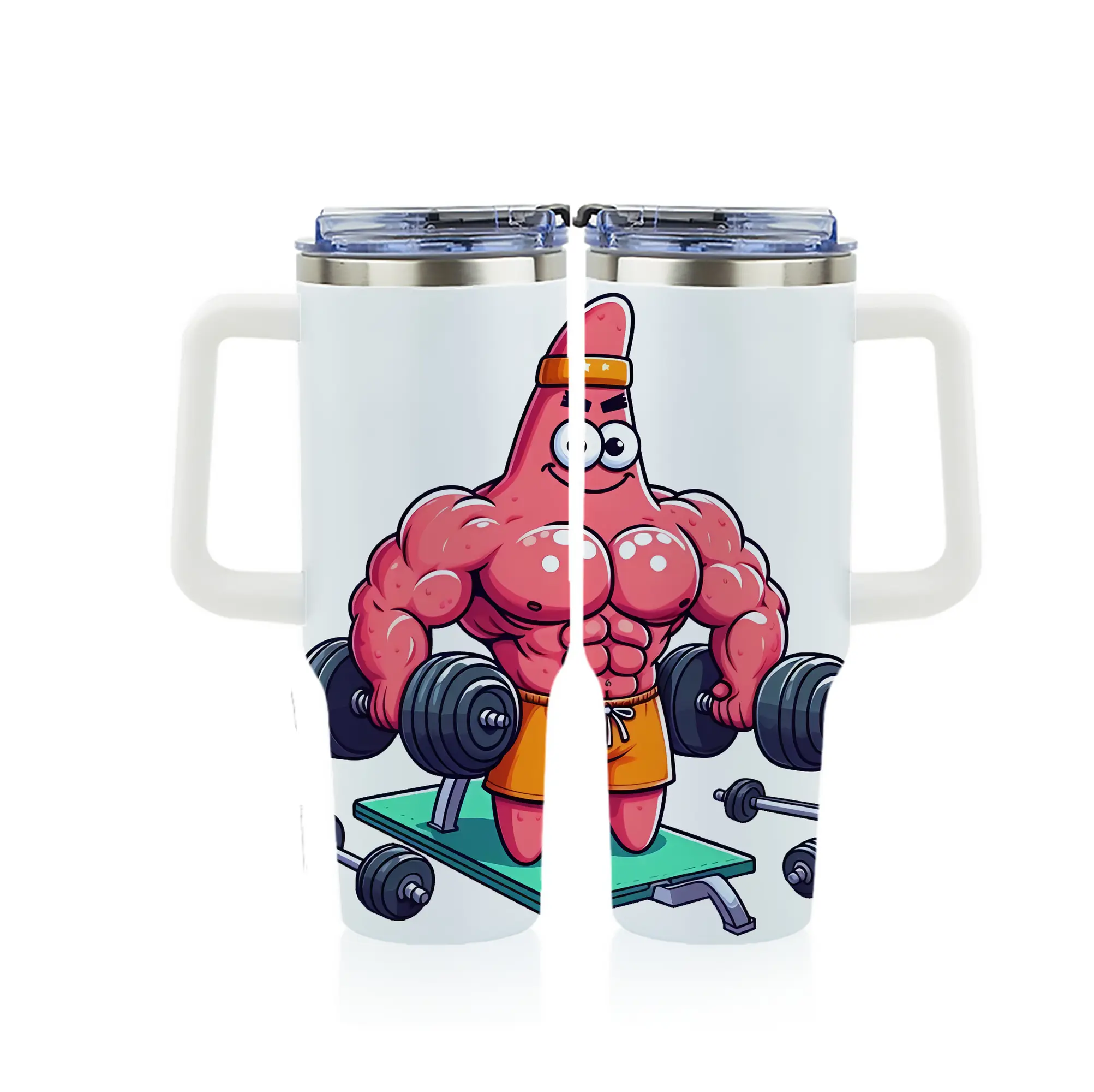 スポンジボブ グッズ パトリック・スター - 1200mL フルプリント車用タンブラー ・ 304ステンレス 内側 ・ 201ステンレス 外側 ・ 保温 保冷 ・ 通勤 ドライブ アウトドア用