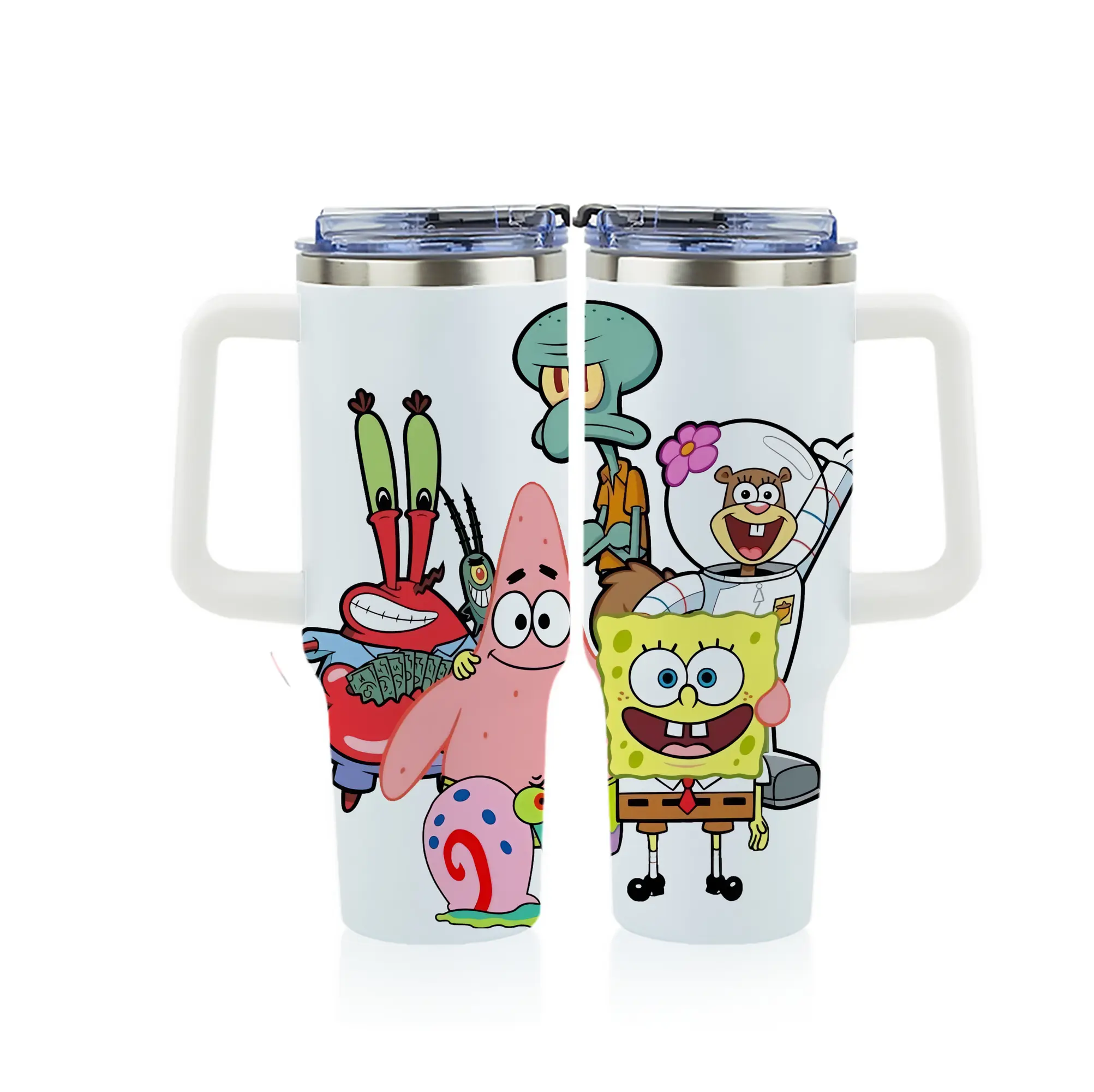 スポンジボブ グッズ パトリック・スター - 1200mL フルプリント車用タンブラー ・ 304ステンレス 内側 ・ 201ステンレス 外側 ・ 保温 保冷 ・ 通勤 ドライブ アウトドア用
