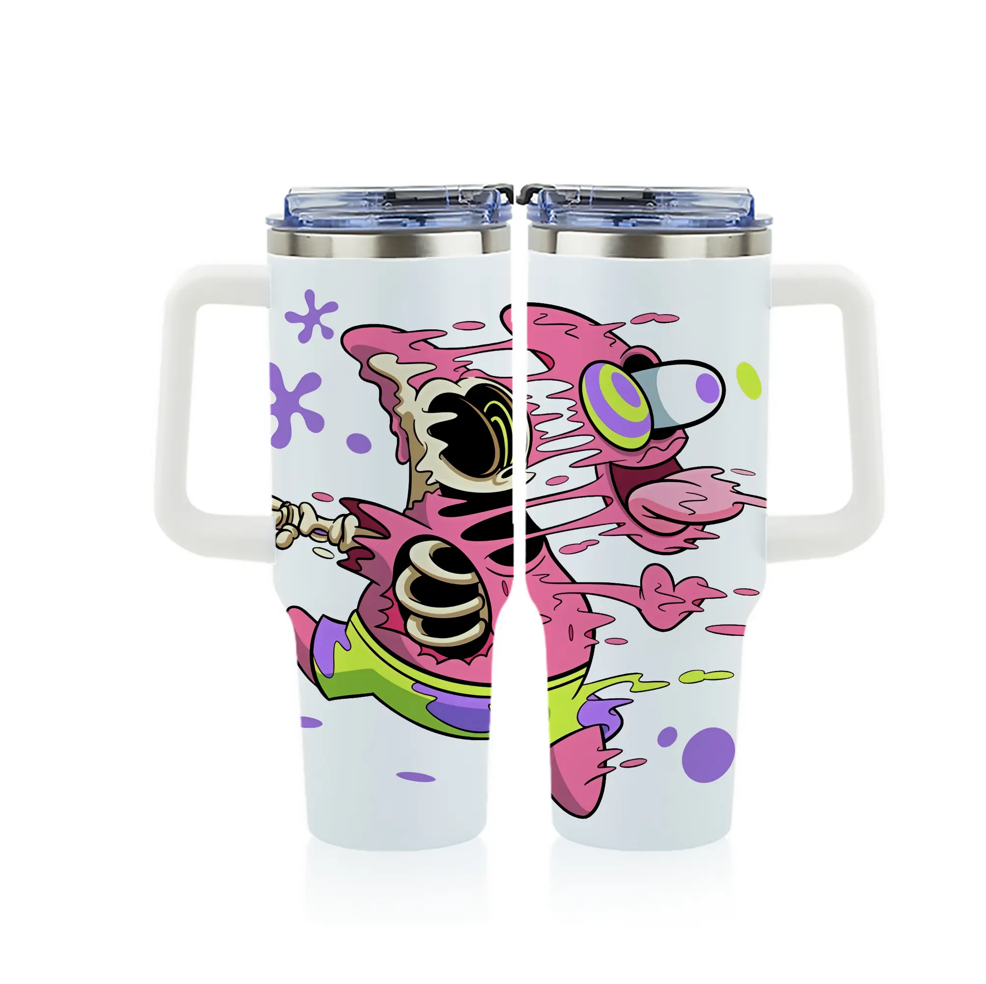 スポンジボブ グッズ パトリック・スター - 1200mL フルプリント車用タンブラー ・ 304ステンレス 内側 ・ 201ステンレス 外側 ・ 保温 保冷 ・ 通勤 ドライブ アウトドア用