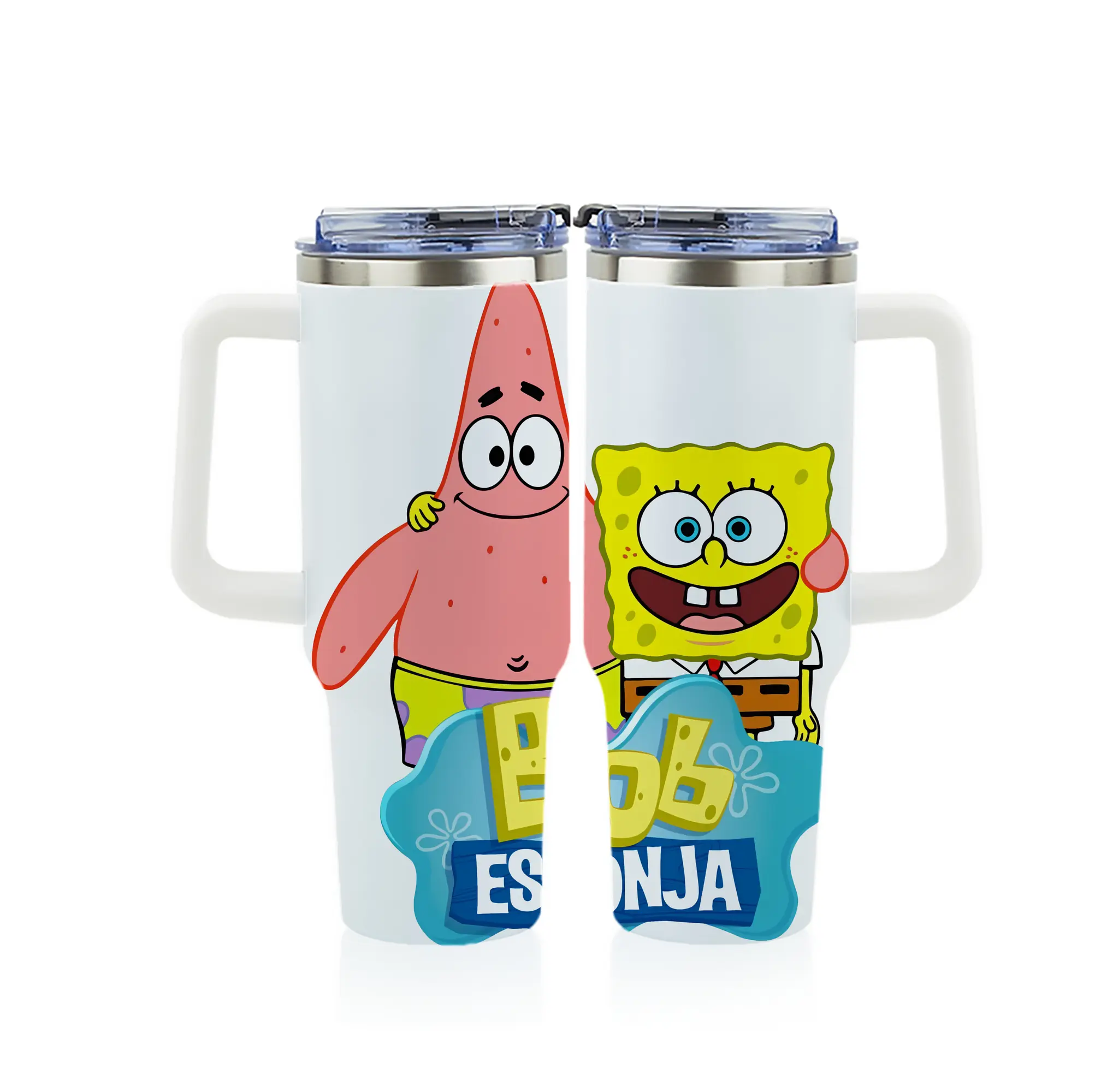 スポンジボブ グッズ パトリック・スター - 1200mL フルプリント車用タンブラー ・ 304ステンレス 内側 ・ 201ステンレス 外側 ・ 保温 保冷 ・ 通勤 ドライブ アウトドア用
