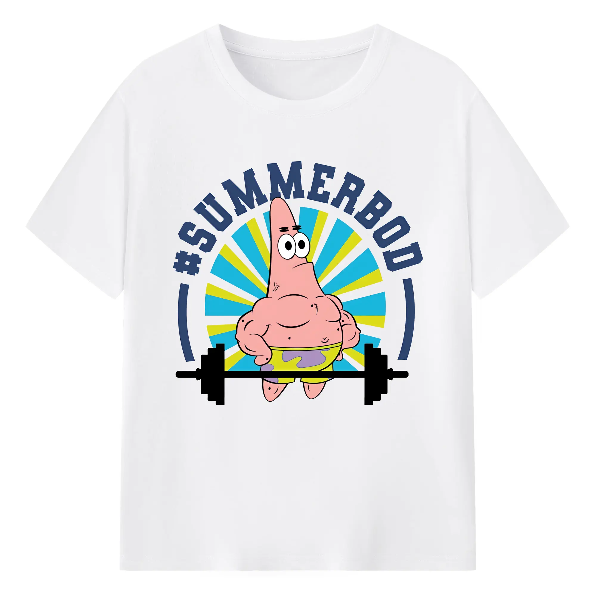 スポンジボブ グッズ パトリック・スター - 綿100％ 半袖Tシャツ ・ フロントプリント ・ 快適 通気性 ・ 日常使い 散歩 スポーツ用