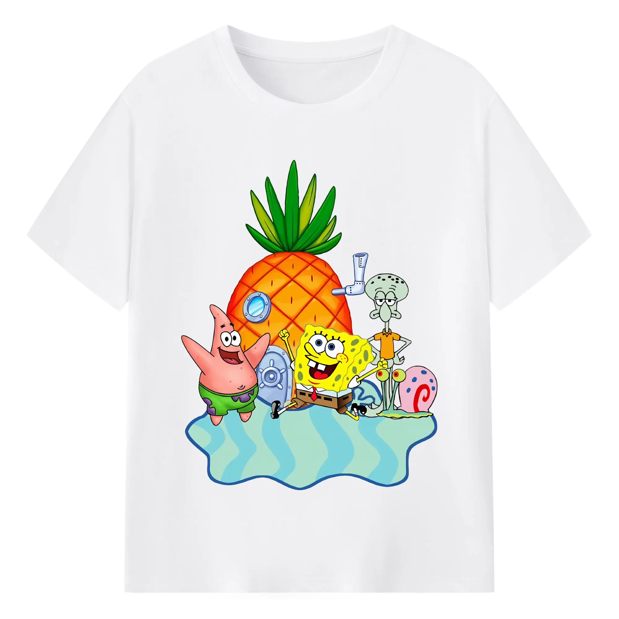 スポンジボブ グッズ パトリック・スター - 綿100％ 半袖Tシャツ ・ フロントプリント ・ 快適 通気性 ・ 日常使い 散歩 スポーツ用