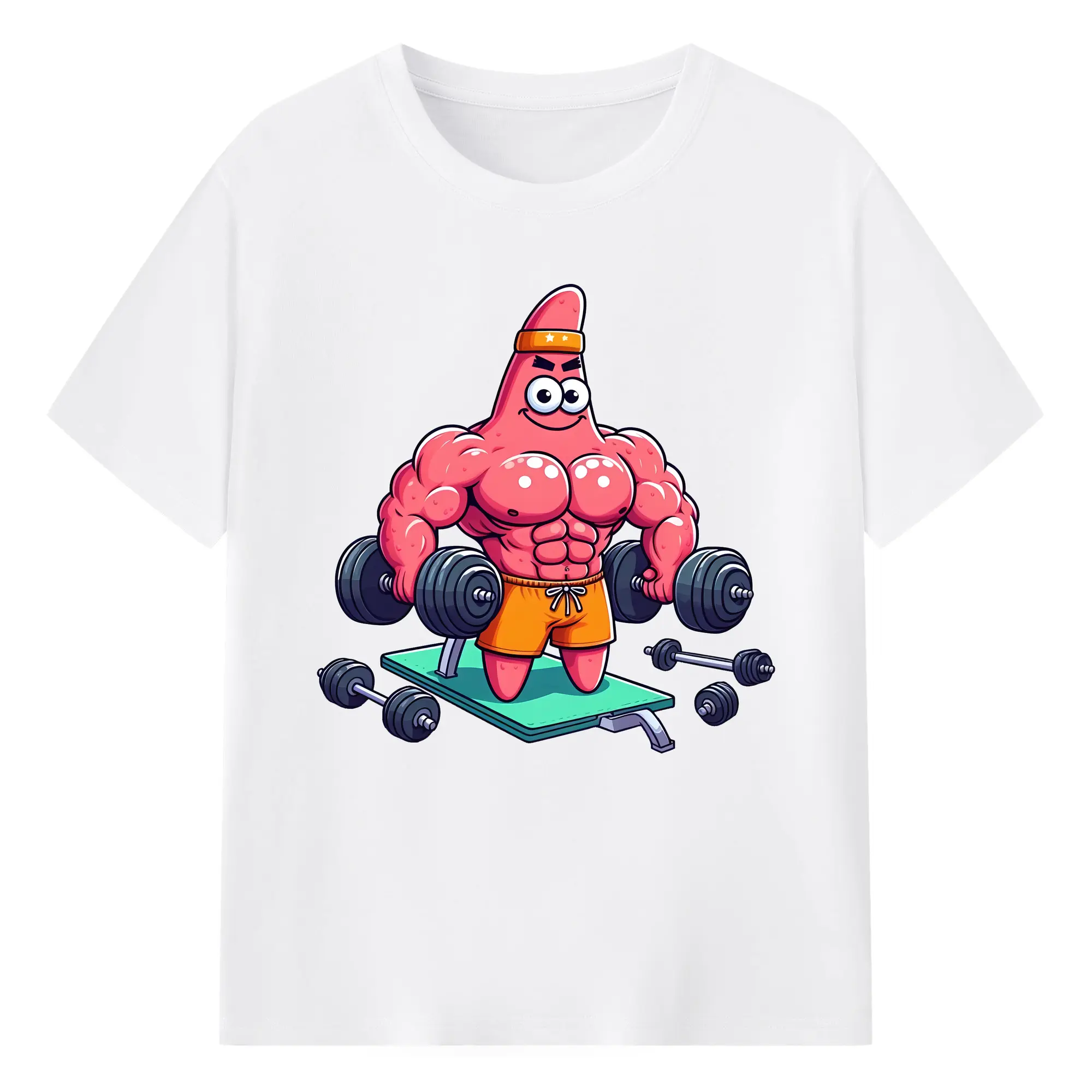 スポンジボブ グッズ パトリック・スター - 綿100％ 半袖Tシャツ ・ フロントプリント ・ 快適 通気性 ・ 日常使い 散歩 スポーツ用