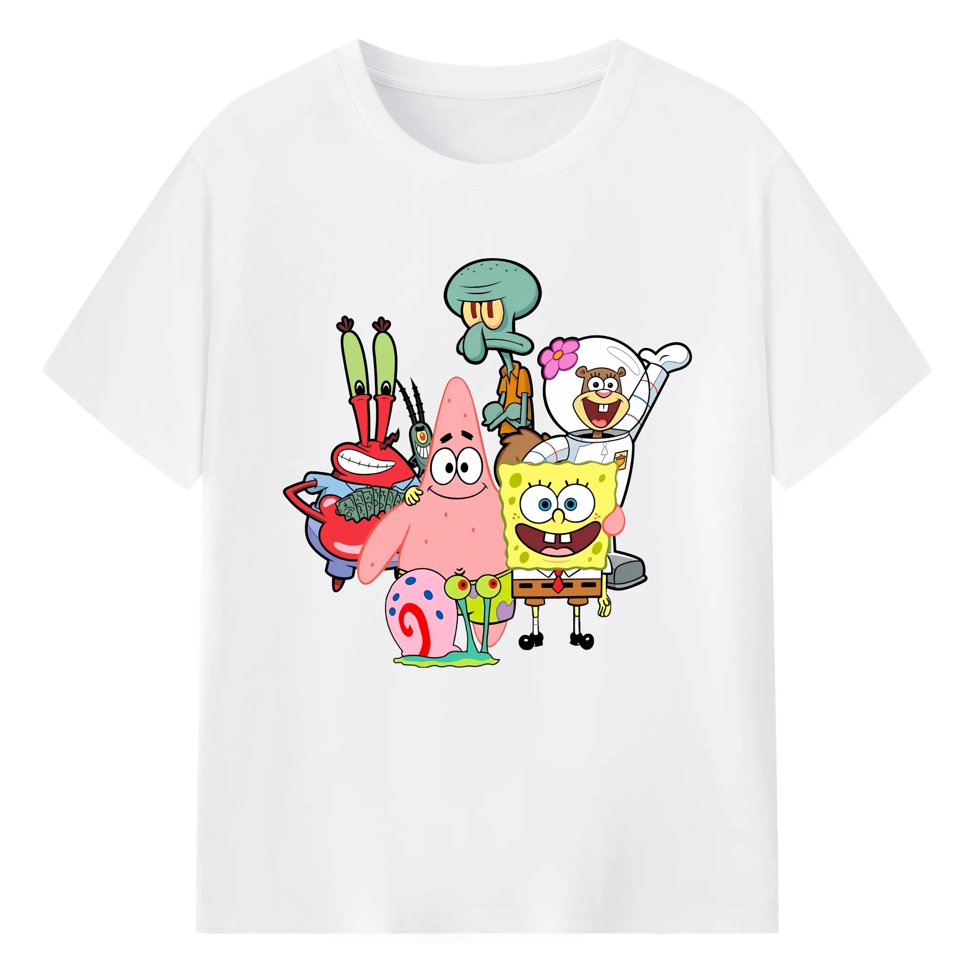 スポンジボブ グッズ パトリック・スター - 綿100％ 半袖Tシャツ ・ フロントプリント ・ 快適 通気性 ・ 日常使い 散歩 スポーツ用