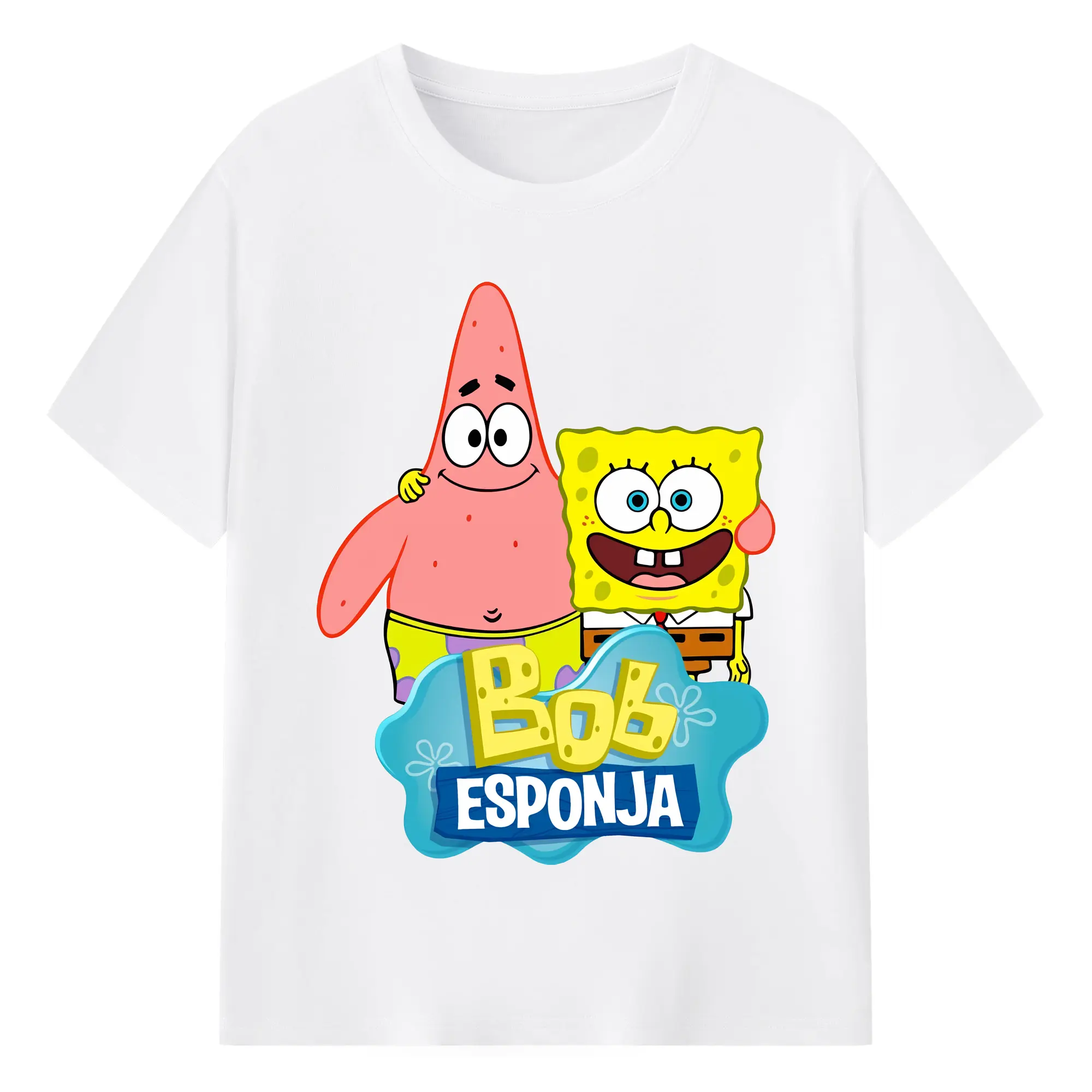 スポンジボブ グッズ パトリック・スター - 綿100％ 半袖Tシャツ ・ フロントプリント ・ 快適 通気性 ・ 日常使い 散歩 スポーツ用