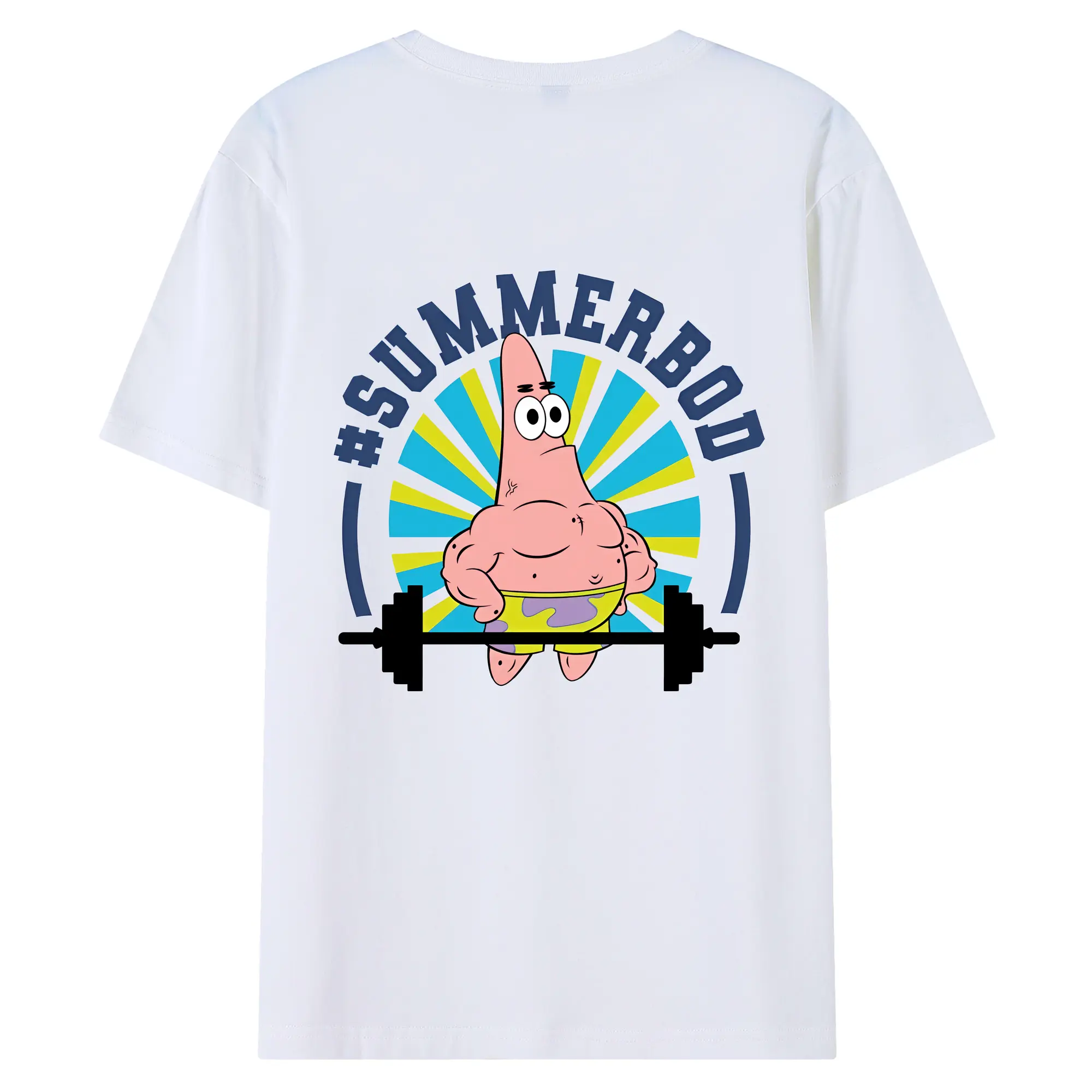 スポンジボブ グッズ パトリック・スター - 綿100％ 半袖Tシャツ ・ バックプリント ・ 快適 通気性 ・ 日常使い 散歩 スポーツ用