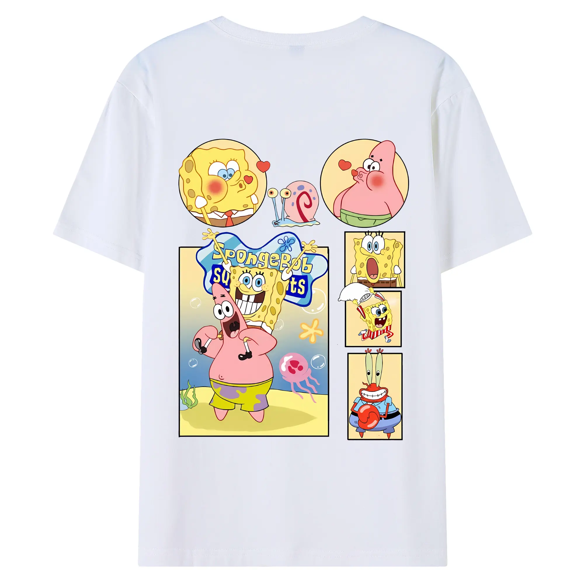 スポンジボブ グッズ パトリック・スター - 綿100％ 半袖Tシャツ ・ バックプリント ・ 快適 通気性 ・ 日常使い 散歩 スポーツ用