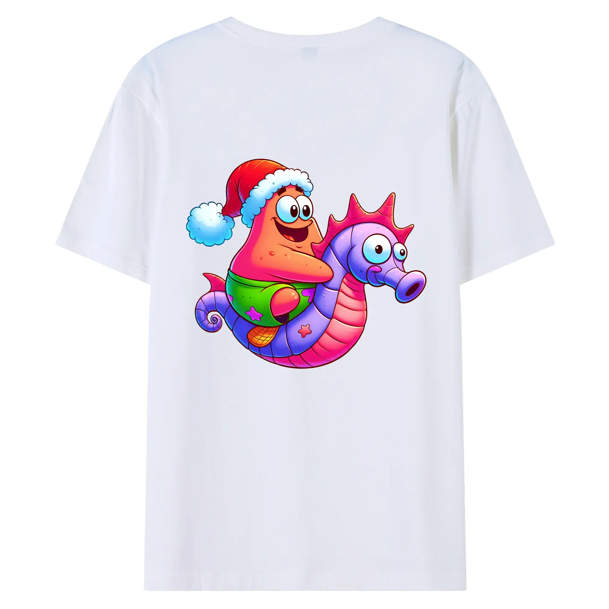 スポンジボブ グッズ パトリック・スター - 綿100％ 半袖Tシャツ ・ バックプリント ・ 快適 通気性 ・ 日常使い 散歩 スポーツ用