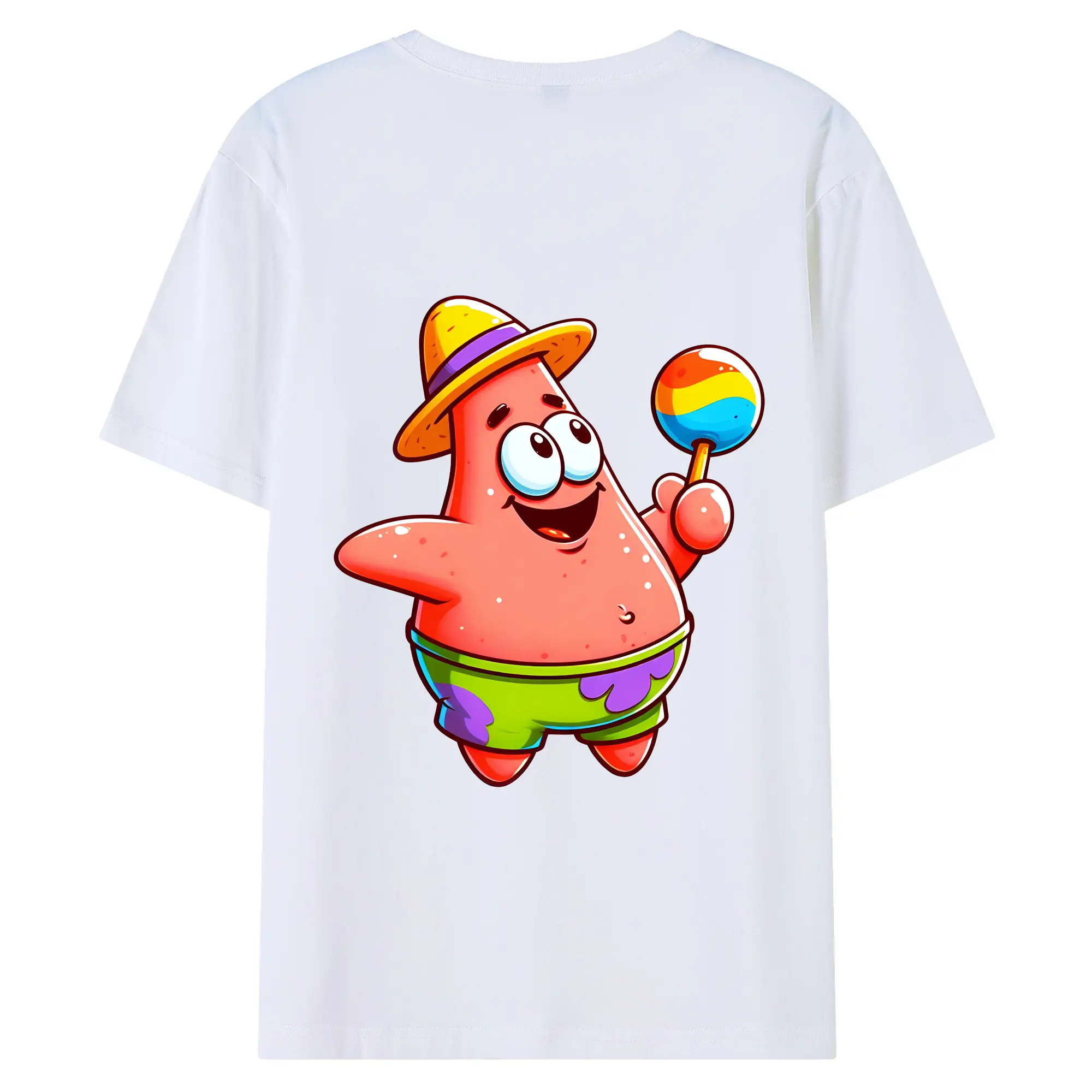 スポンジボブ グッズ パトリック・スター - 綿100％ 半袖Tシャツ ・ バックプリント ・ 快適 通気性 ・ 日常使い 散歩 スポーツ用