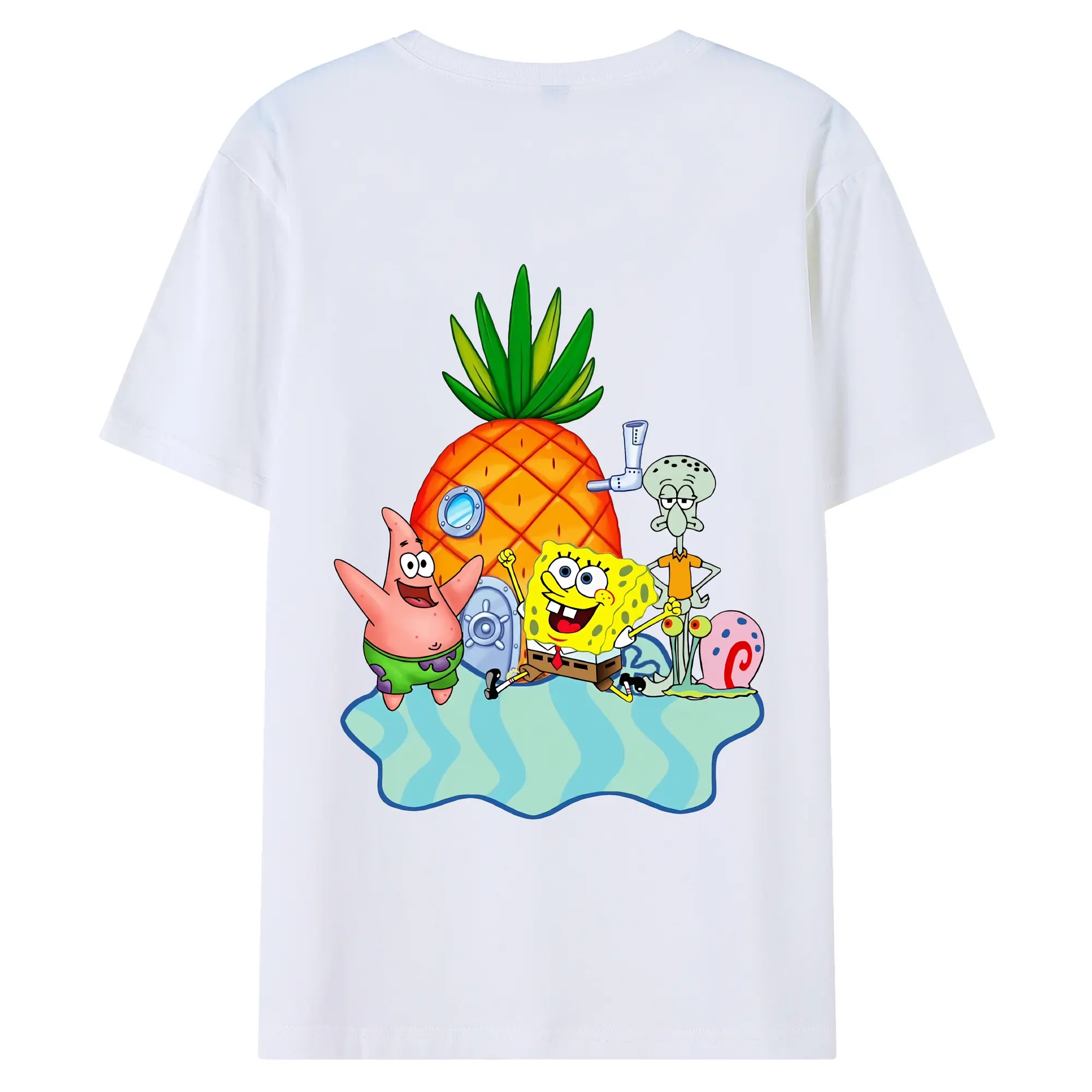 スポンジボブ グッズ パトリック・スター - 綿100％ 半袖Tシャツ ・ バックプリント ・ 快適 通気性 ・ 日常使い 散歩 スポーツ用