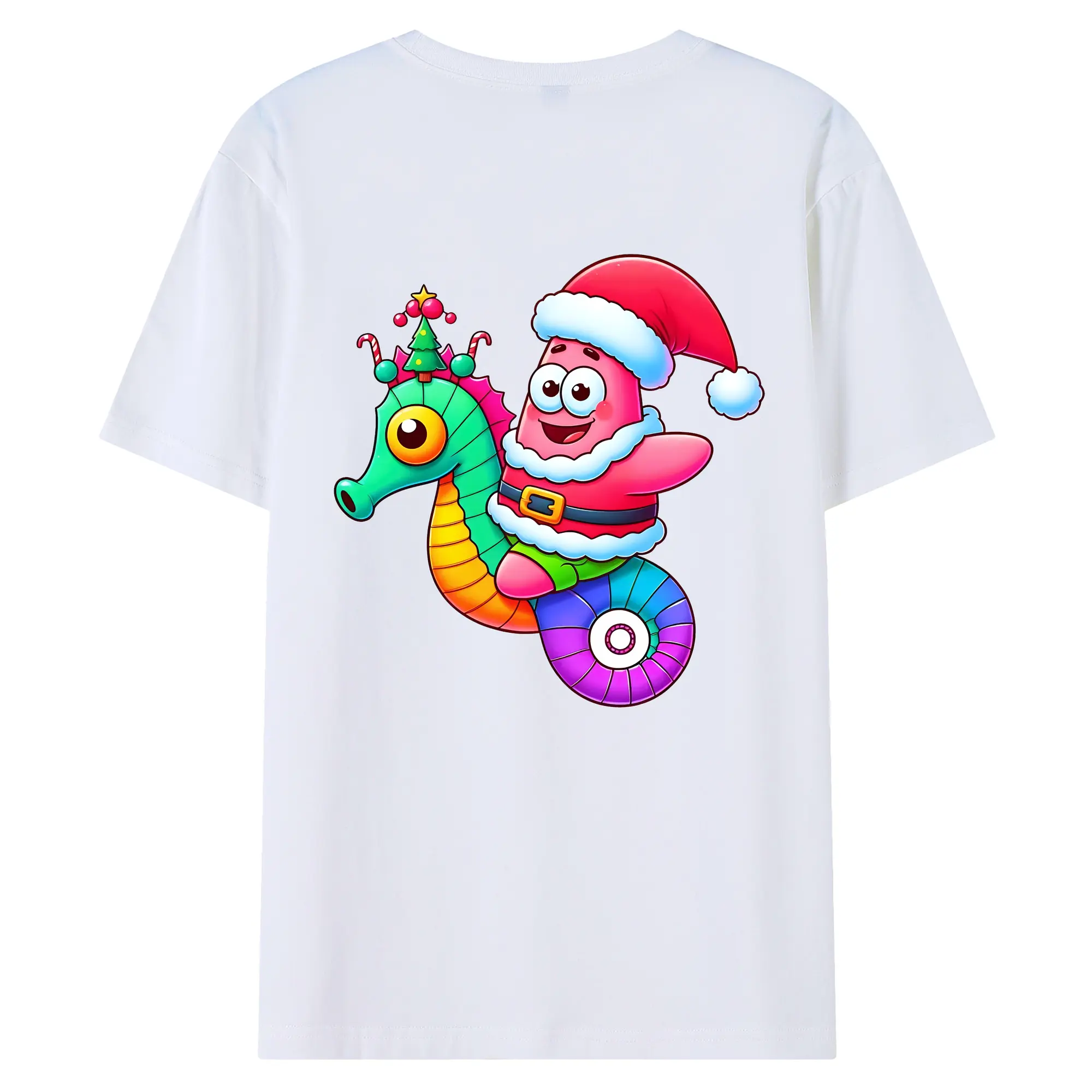 スポンジボブ グッズ パトリック・スター - 綿100％ 半袖Tシャツ ・ バックプリント ・ 快適 通気性 ・ 日常使い 散歩 スポーツ用