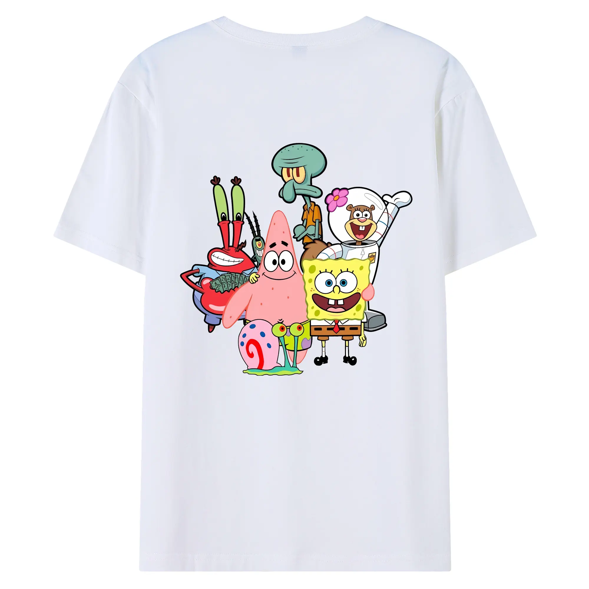 スポンジボブ グッズ パトリック・スター - 綿100％ 半袖Tシャツ ・ バックプリント ・ 快適 通気性 ・ 日常使い 散歩 スポーツ用