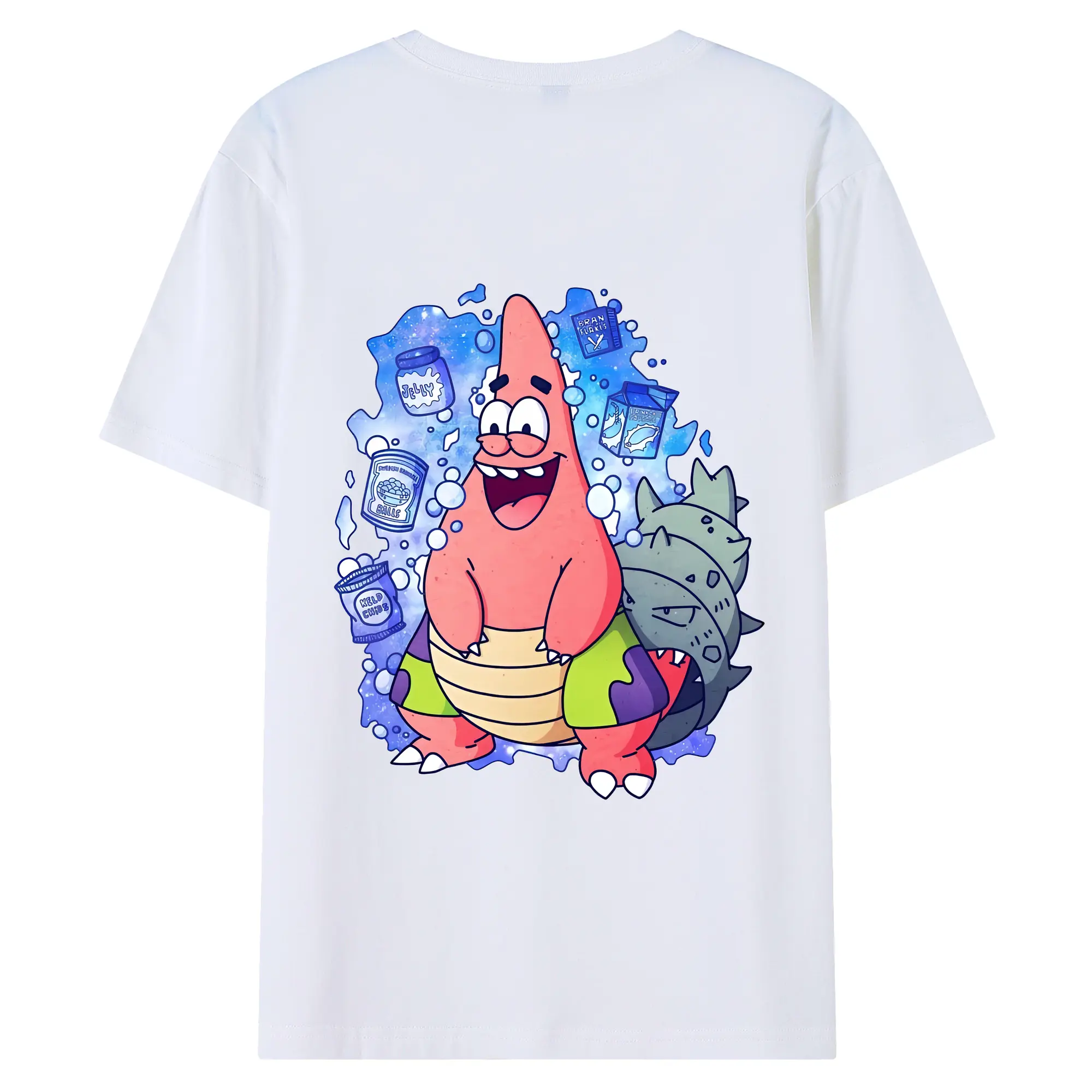 スポンジボブ グッズ パトリック・スター - 綿100％ 半袖Tシャツ ・ バックプリント ・ 快適 通気性 ・ 日常使い 散歩 スポーツ用