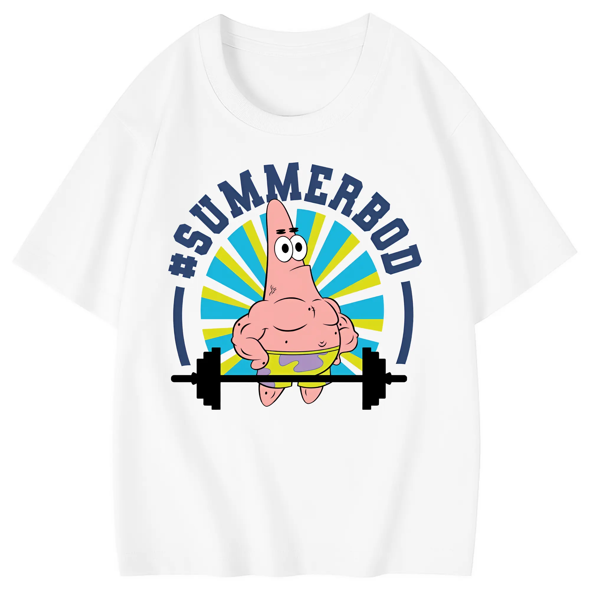 スポンジボブ グッズ パトリック・スター - 綿100％ キッズTシャツ ・ フロントプリント ・ 快適 通気性 ・ スポーツ カジュアル 散歩用