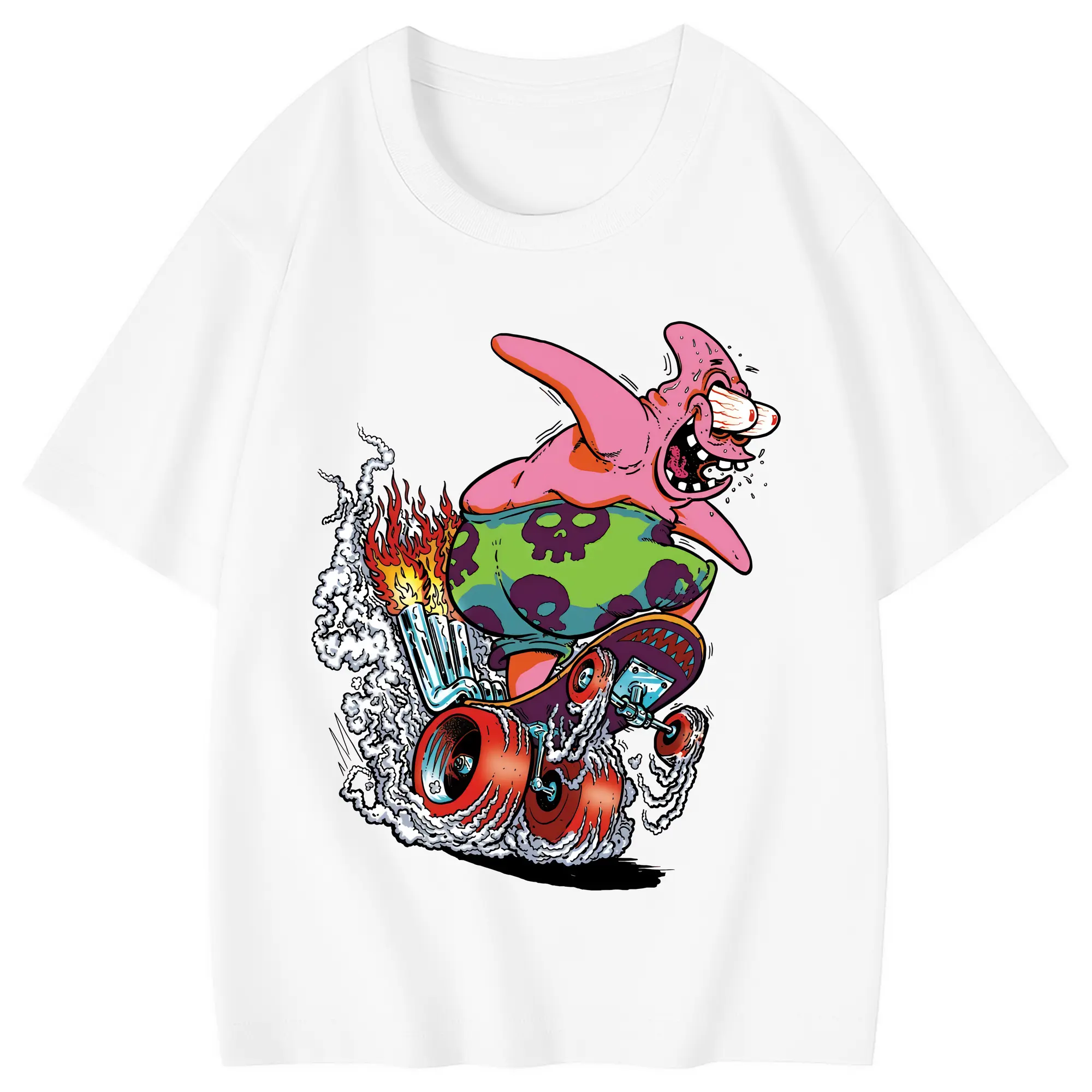 スポンジボブ グッズ パトリック・スター - 綿100％ キッズTシャツ ・ フロントプリント ・ 快適 通気性 ・ スポーツ カジュアル 散歩用