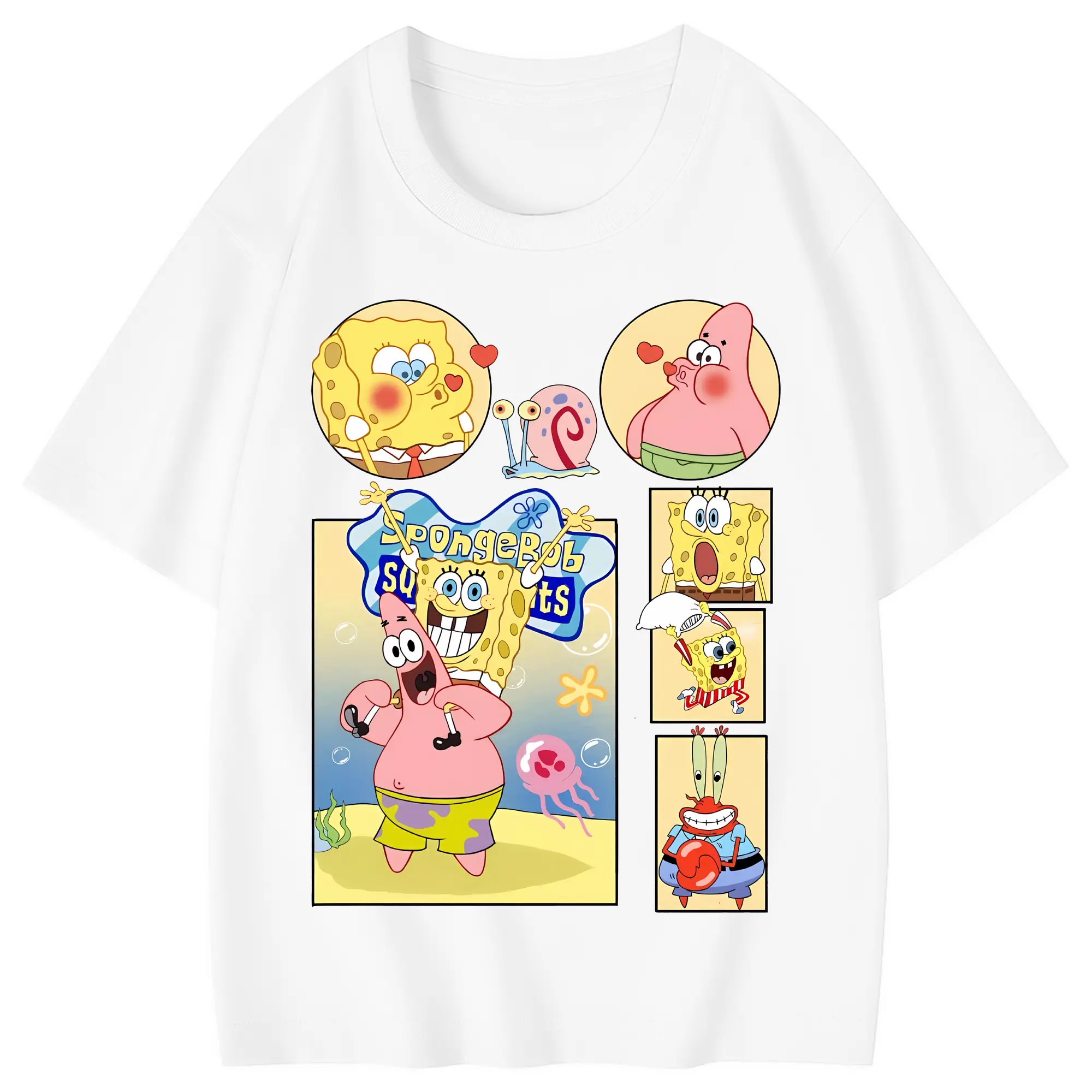 スポンジボブ グッズ パトリック・スター - 綿100％ キッズTシャツ ・ フロントプリント ・ 快適 通気性 ・ スポーツ カジュアル 散歩用