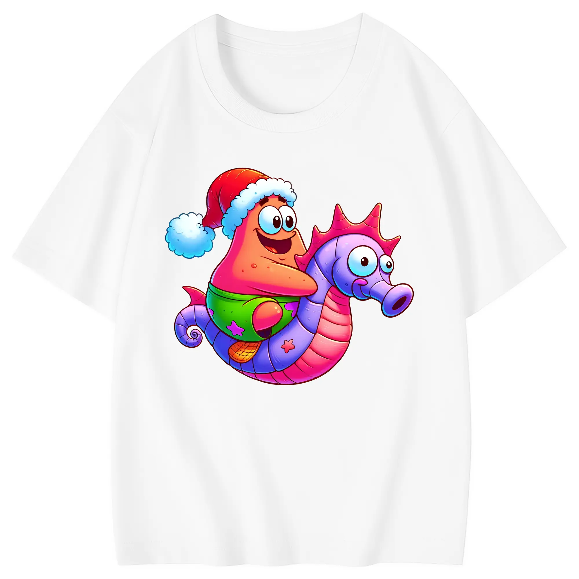 スポンジボブ グッズ パトリック・スター - 綿100％ キッズTシャツ ・ フロントプリント ・ 快適 通気性 ・ スポーツ カジュアル 散歩用