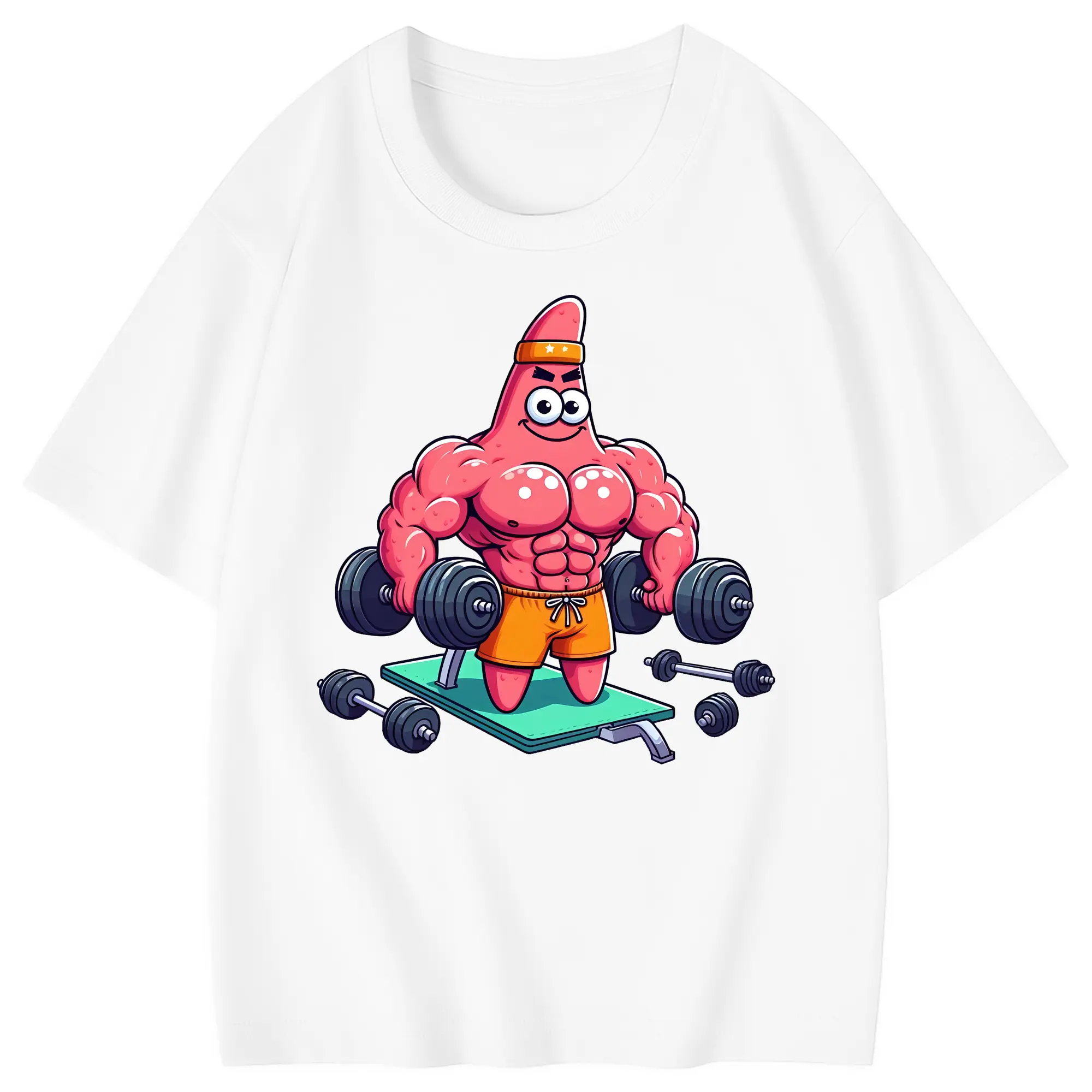 スポンジボブ グッズ パトリック・スター - 綿100％ キッズTシャツ ・ フロントプリント ・ 快適 通気性 ・ スポーツ カジュアル 散歩用