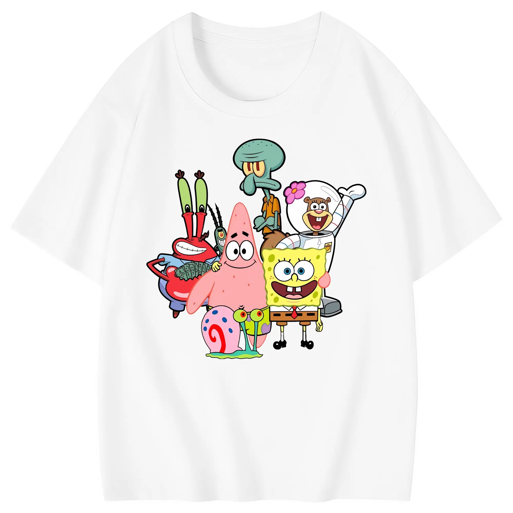 スポンジボブ グッズ パトリック・スター - 綿100％ キッズTシャツ ・ フロントプリント ・ 快適 通気性 ・ スポーツ カジュアル 散歩用