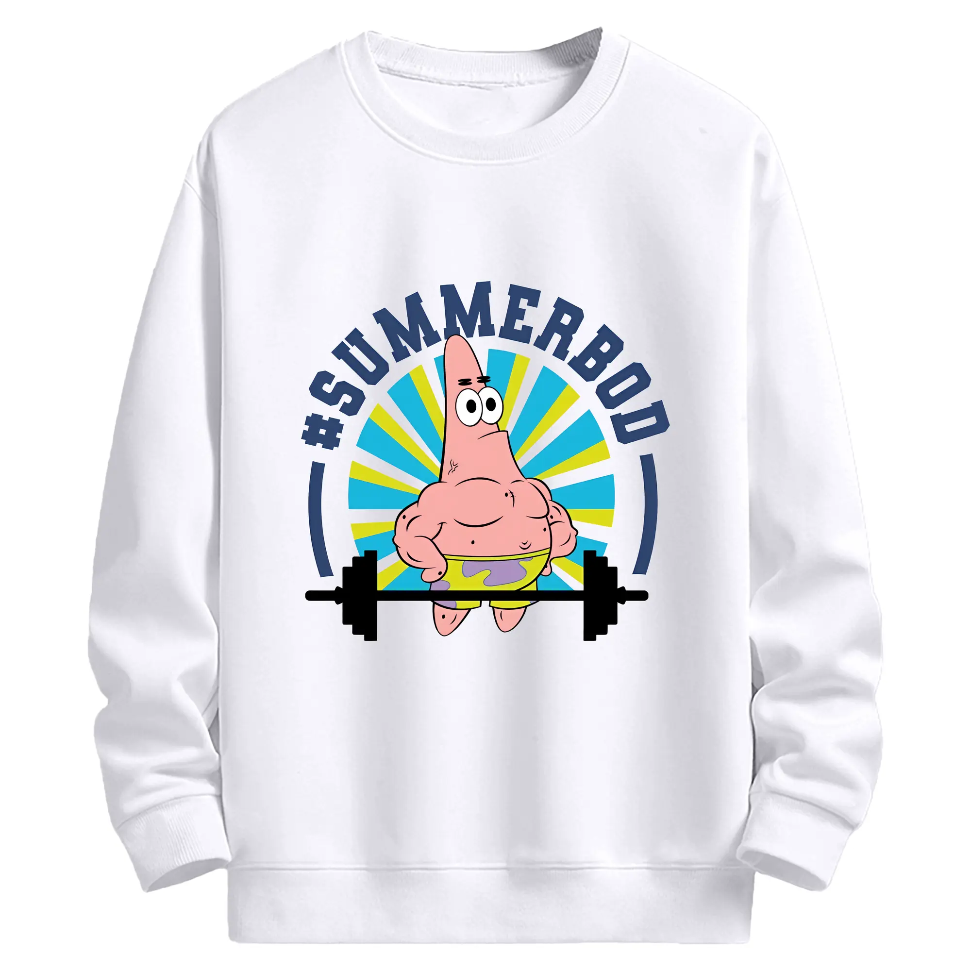 スポンジボブ グッズ パトリック・スター - 高品質 クルーネック スウェット ・ コットン59％ ポリエステル41％ ・ ユニセックス 長袖 トレーナー ・ カジュアル デイリー スポーツ 散歩用