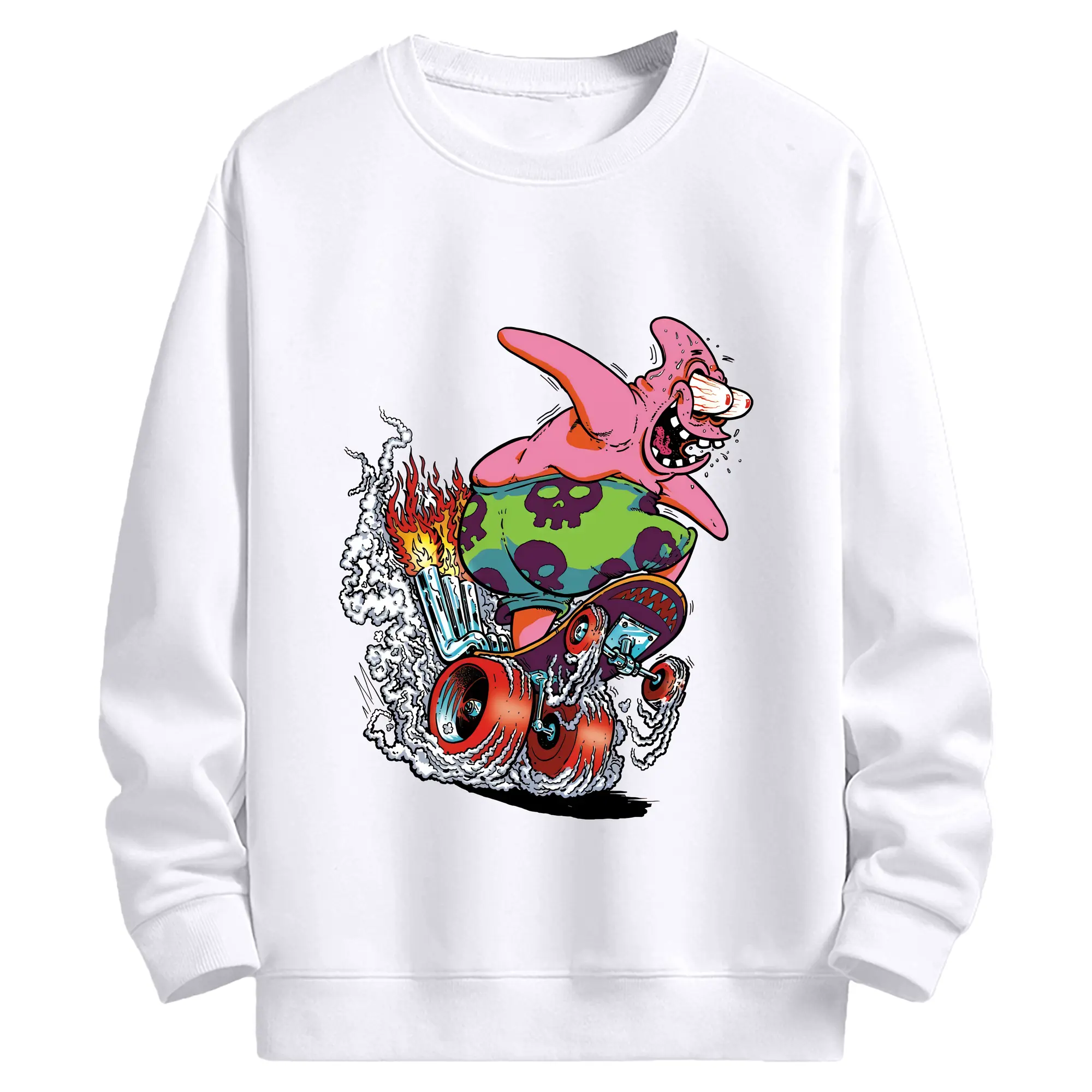 スポンジボブ グッズ パトリック・スター - 高品質 クルーネック スウェット ・ コットン59％ ポリエステル41％ ・ ユニセックス 長袖 トレーナー ・ カジュアル デイリー スポーツ 散歩用