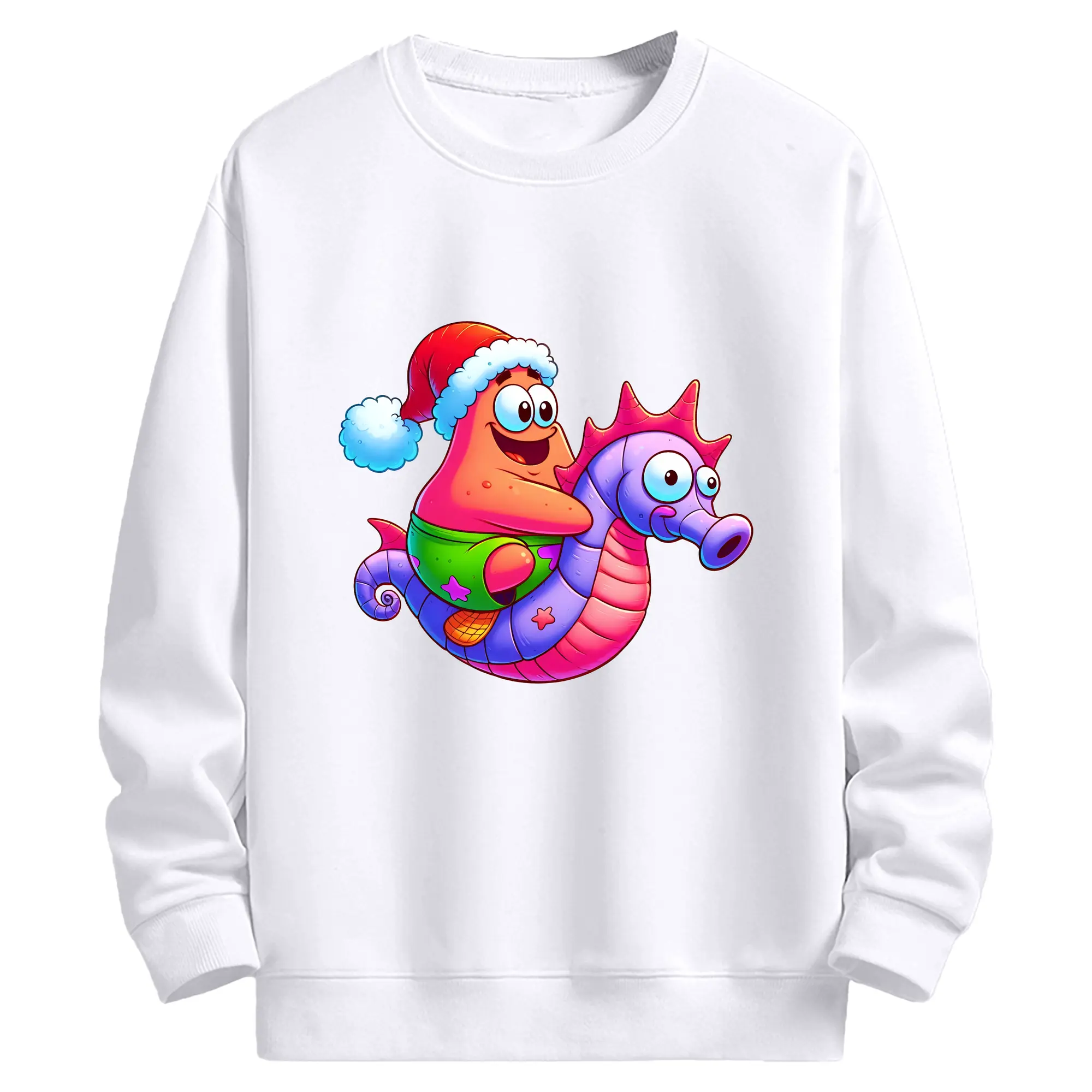 スポンジボブ グッズ パトリック・スター - 高品質 クルーネック スウェット ・ コットン59％ ポリエステル41％ ・ ユニセックス 長袖 トレーナー ・ カジュアル デイリー スポーツ 散歩用