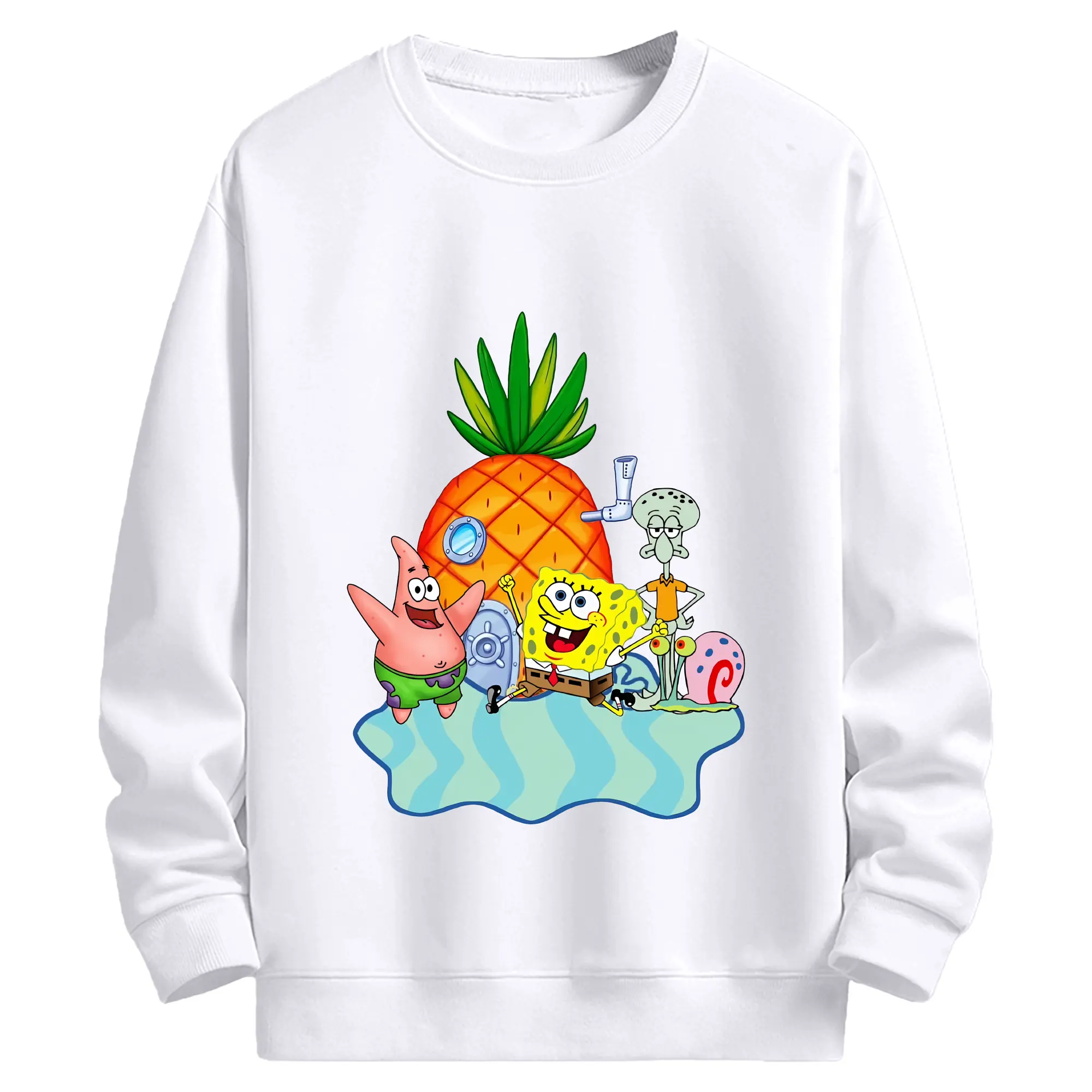 スポンジボブ グッズ パトリック・スター - 高品質 クルーネック スウェット ・ コットン59％ ポリエステル41％ ・ ユニセックス 長袖 トレーナー ・ カジュアル デイリー スポーツ 散歩用