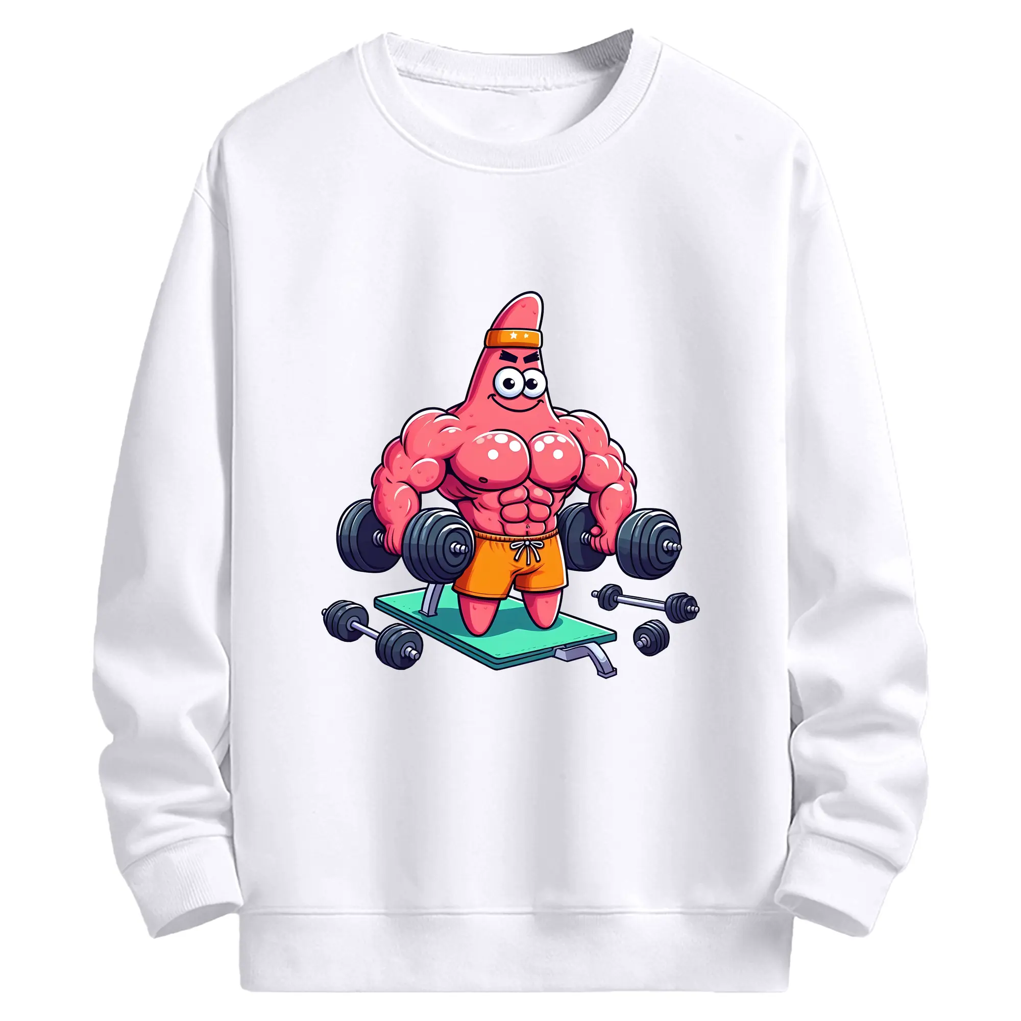 スポンジボブ グッズ パトリック・スター - 高品質 クルーネック スウェット ・ コットン59％ ポリエステル41％ ・ ユニセックス 長袖 トレーナー ・ カジュアル デイリー スポーツ 散歩用