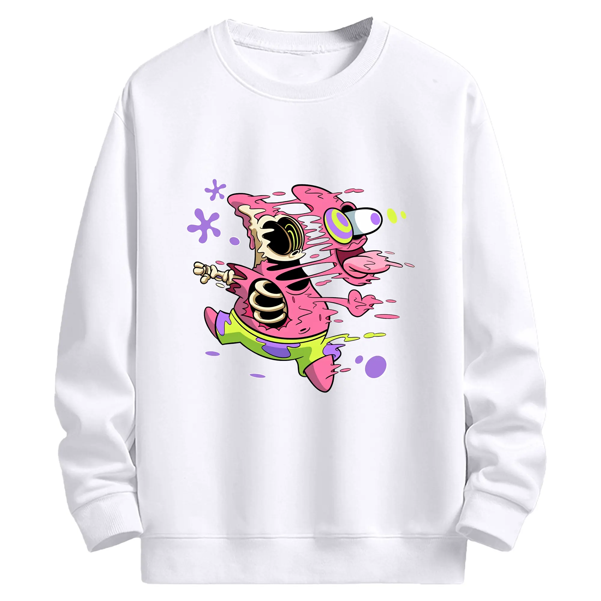 スポンジボブ グッズ パトリック・スター - 高品質 クルーネック スウェット ・ コットン59％ ポリエステル41％ ・ ユニセックス 長袖 トレーナー ・ カジュアル デイリー スポーツ 散歩用