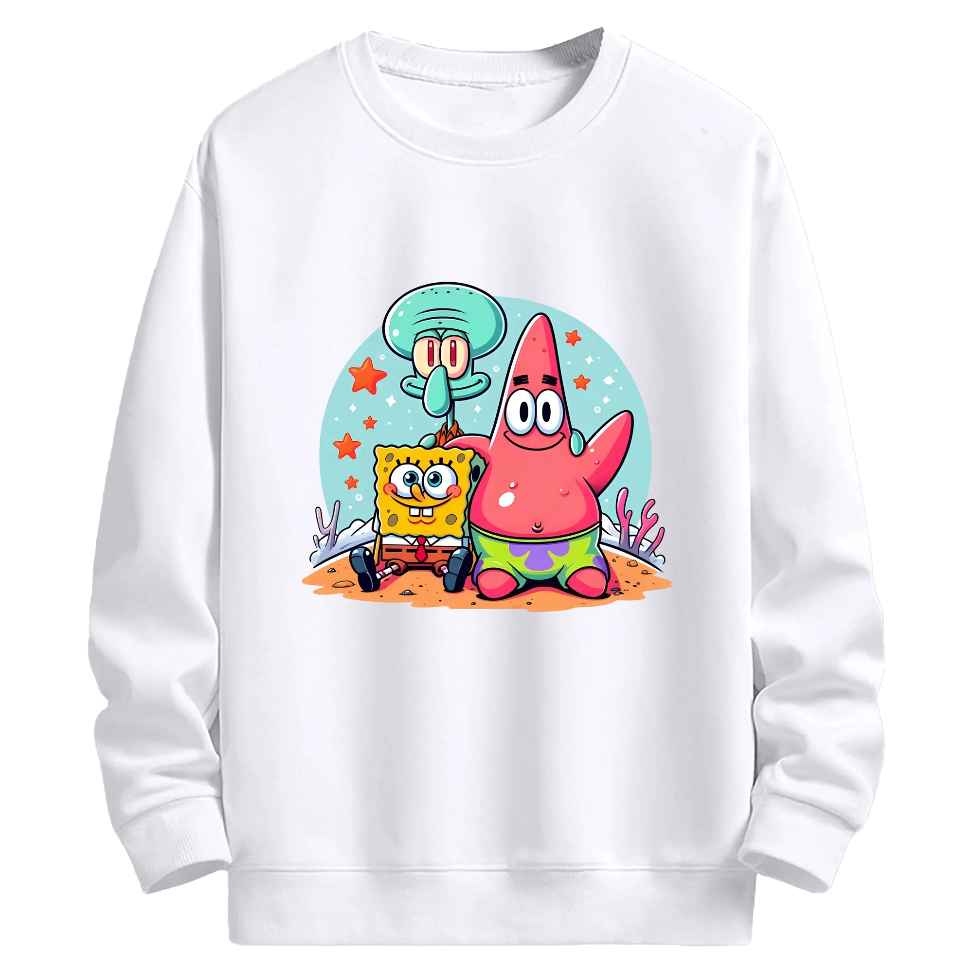スポンジボブ グッズ パトリック・スター - 高品質 クルーネック スウェット ・ コットン59％ ポリエステル41％ ・ ユニセックス 長袖 トレーナー ・ カジュアル デイリー スポーツ 散歩用